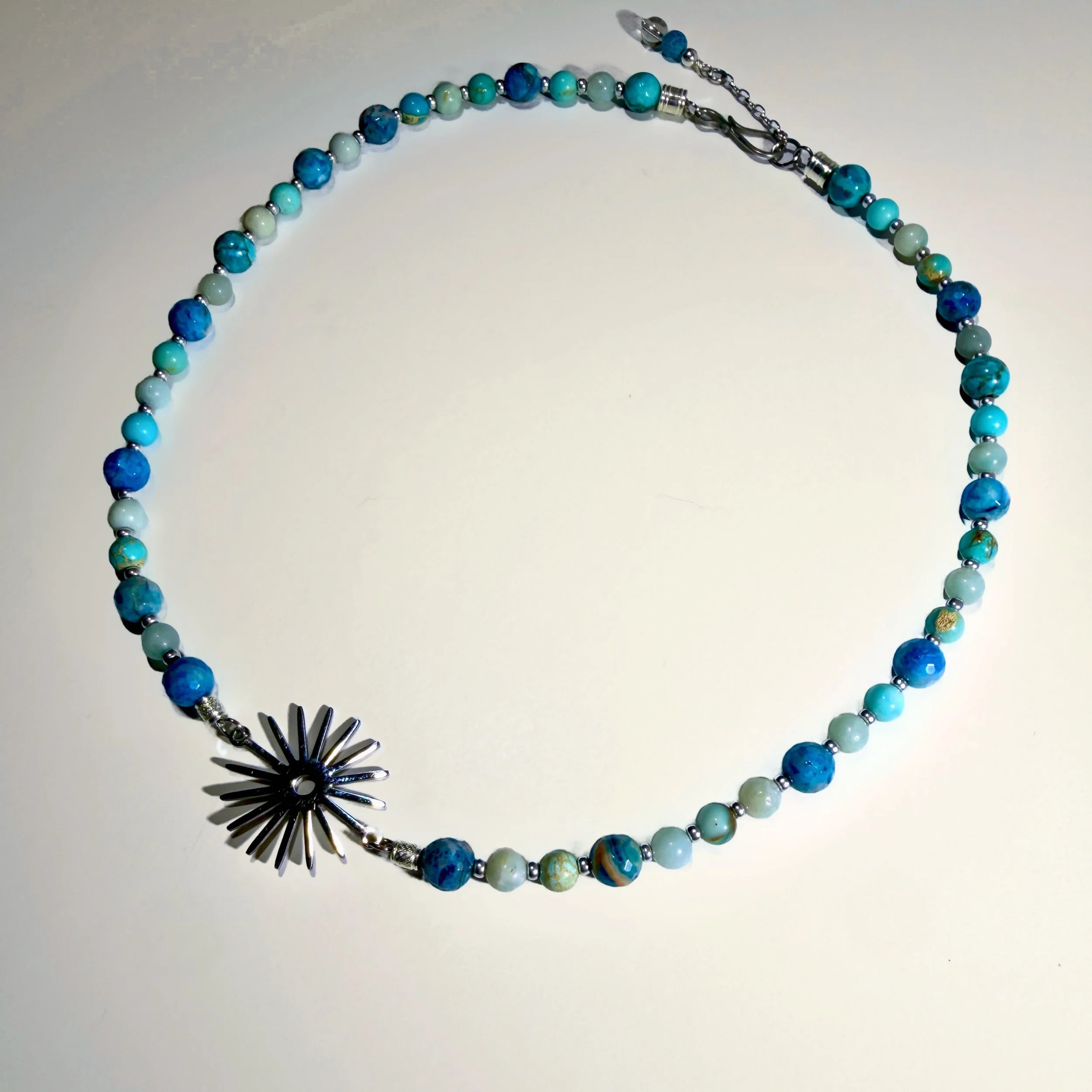 Blue Gemstone Starburst Necklace
