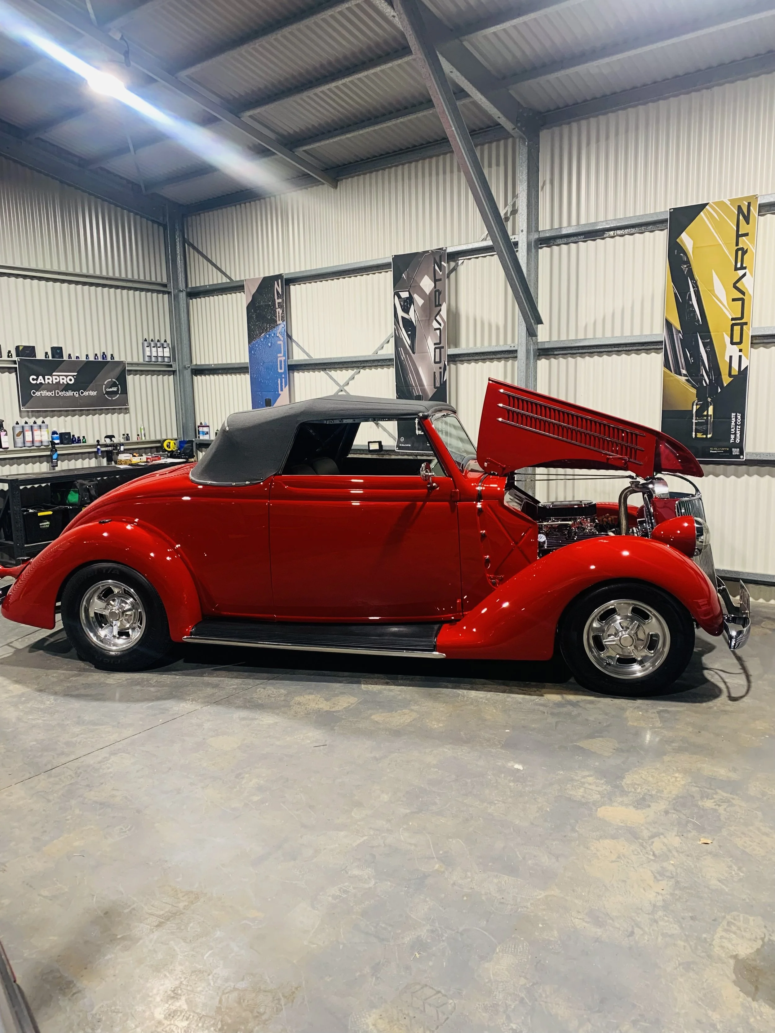 Paint correction on red classic car Toowoomba Highfields