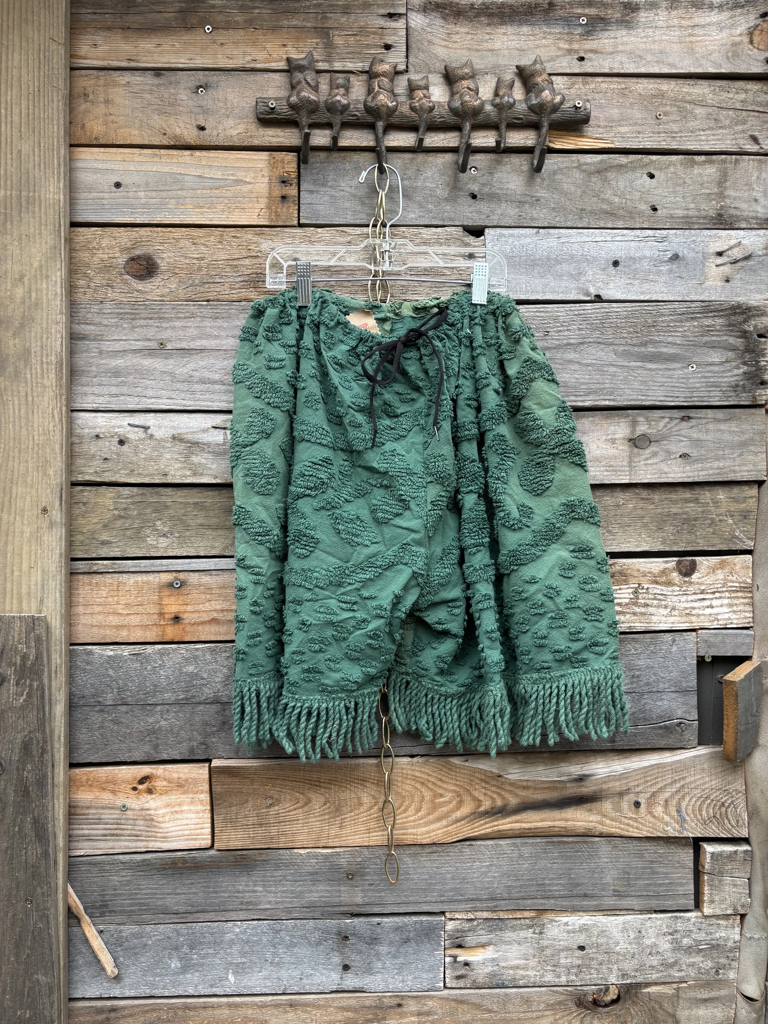 Dark Green Chenille Shorts