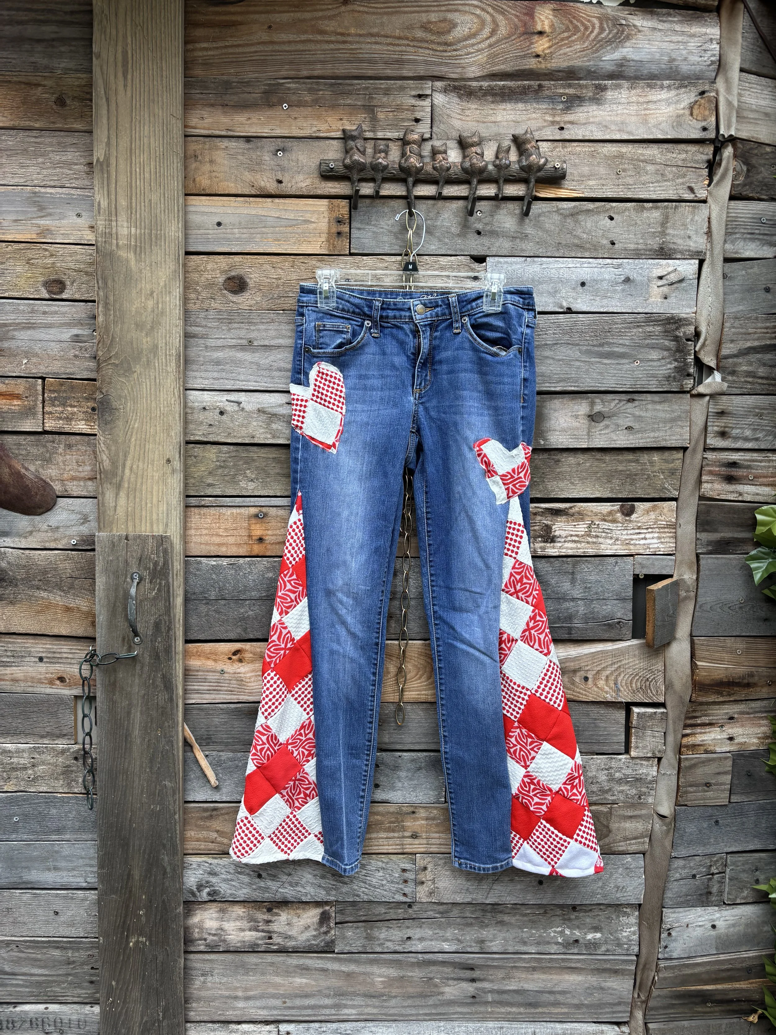 Hearts Applique Quilt Top Flare Jeans