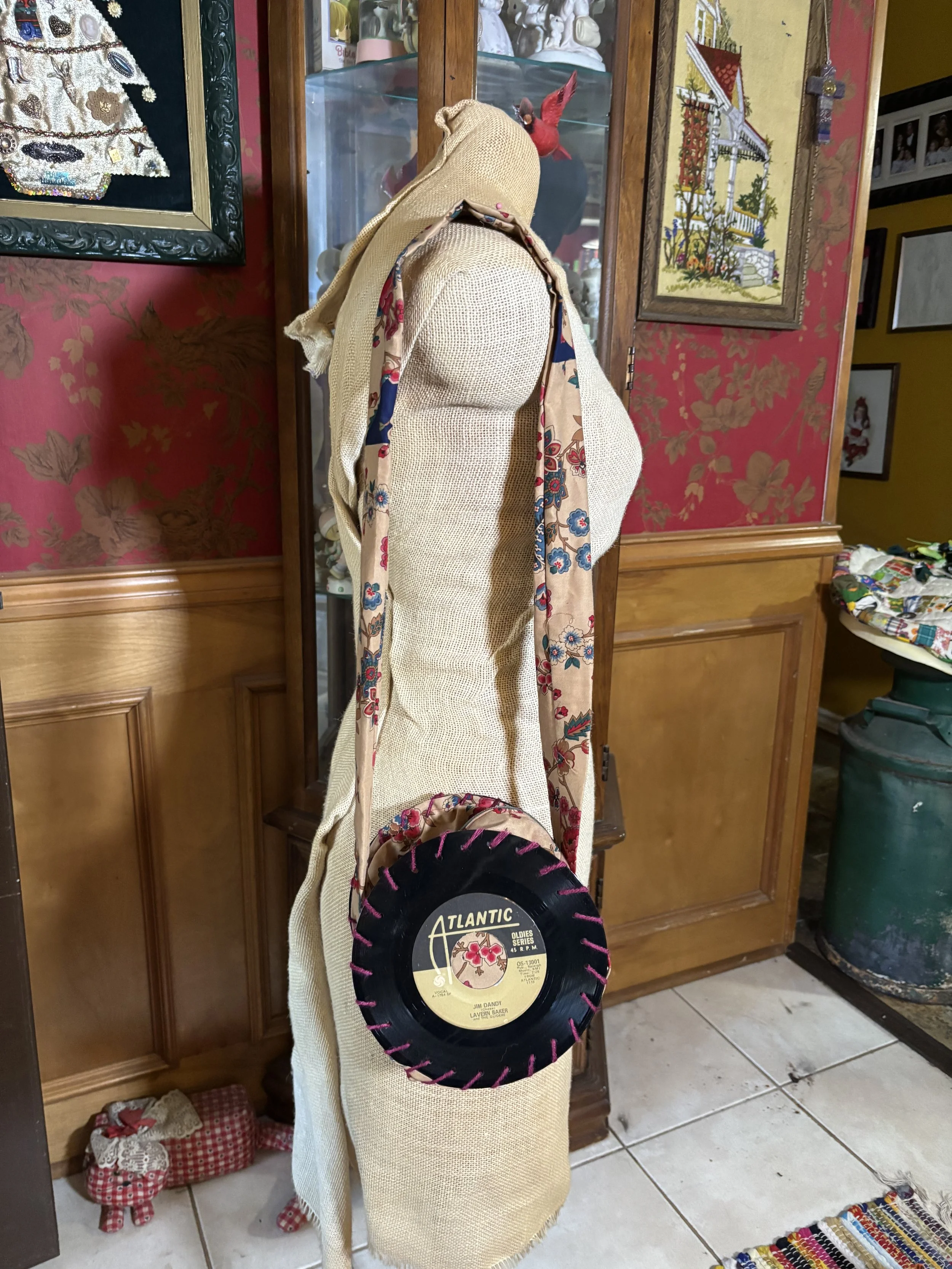 Tan Floral Small Record Bag