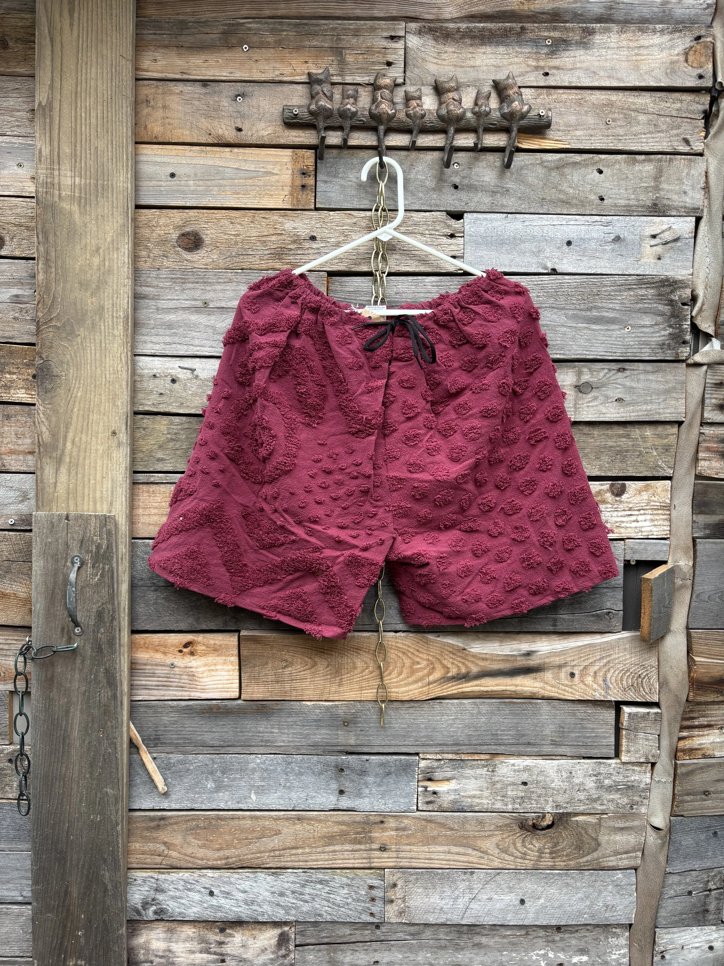 Burgundy Chenille Shorts