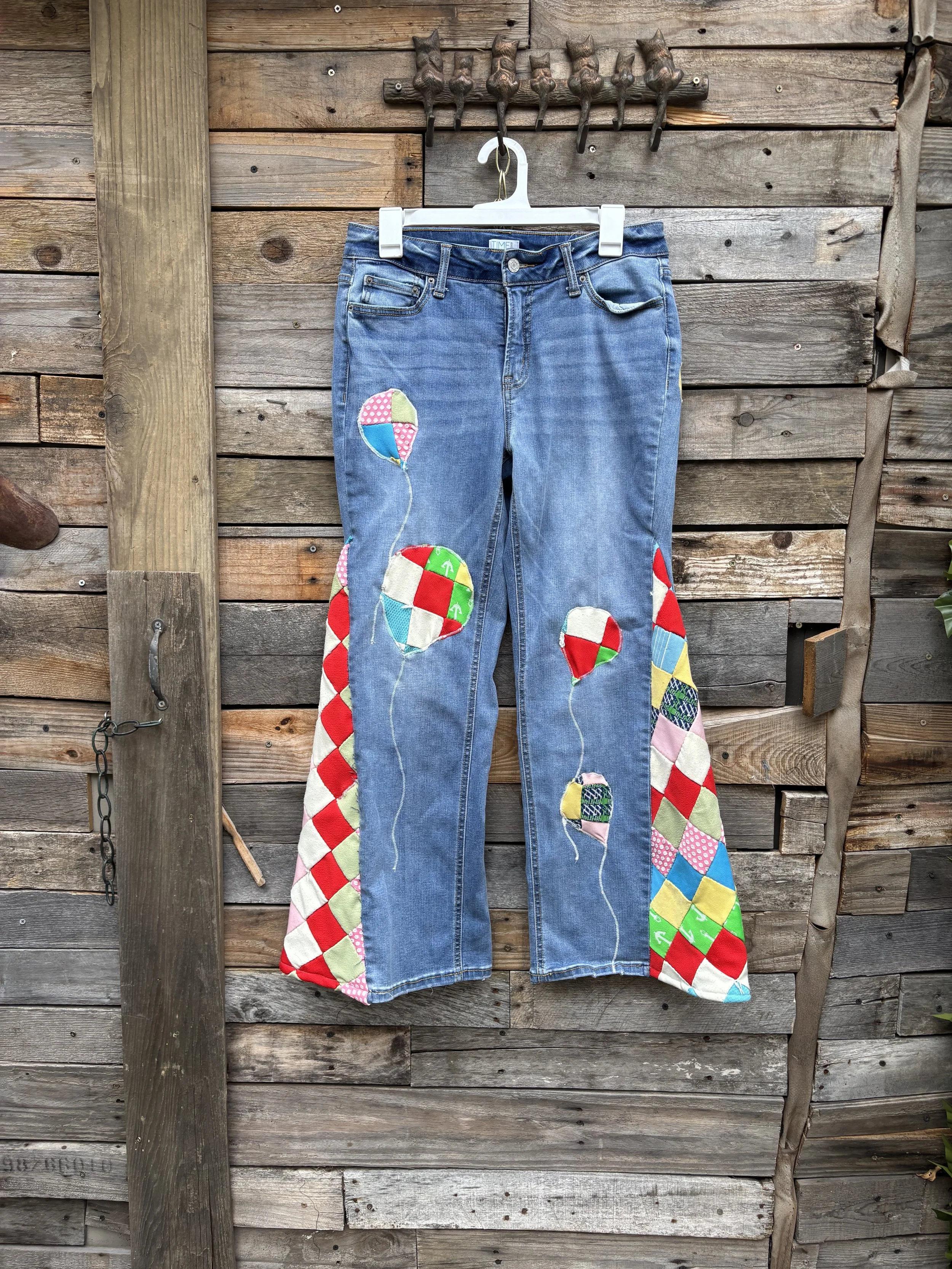 Balloons Applique Quilted Flare Jeans