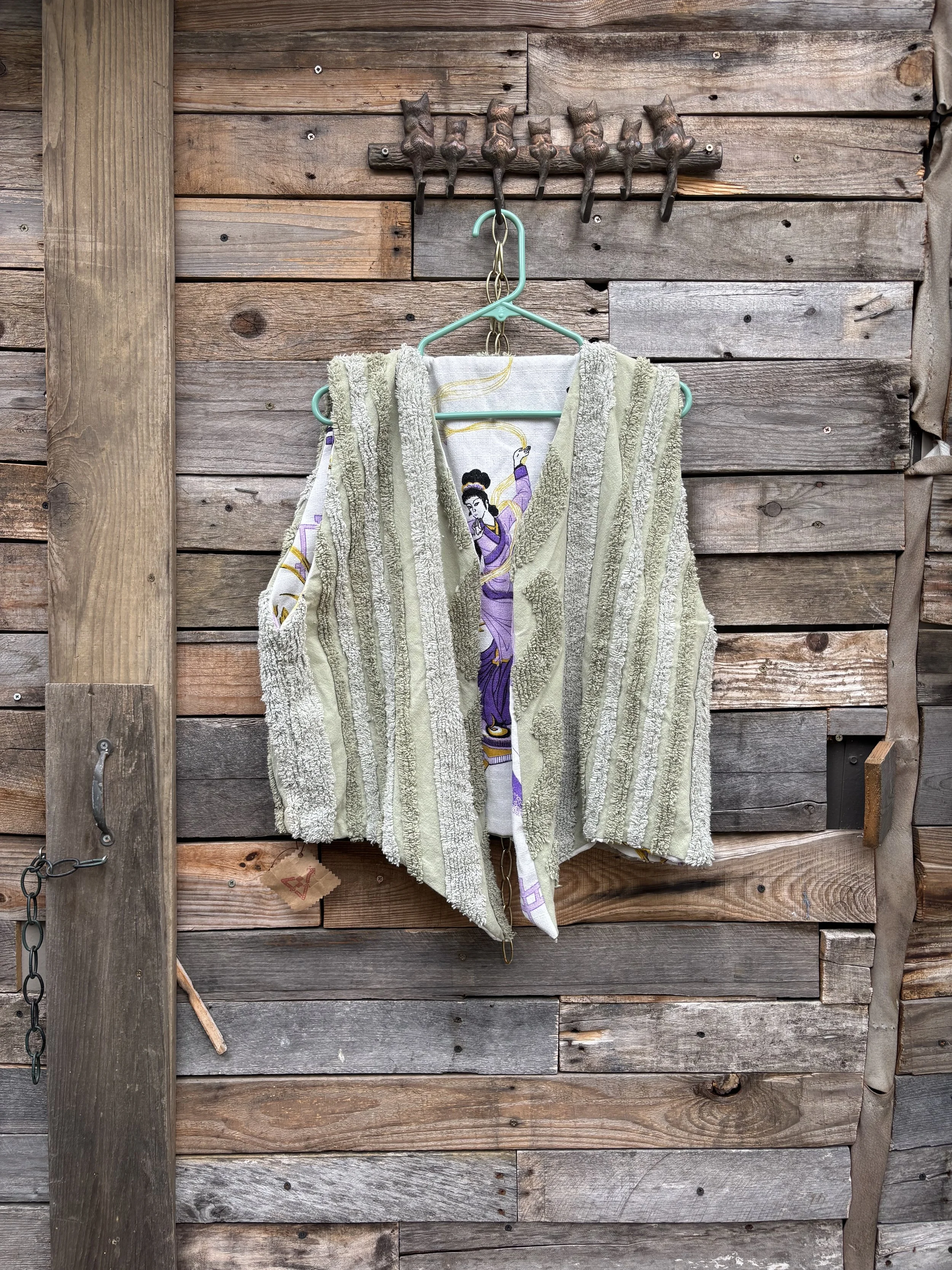 Green Chenille/Asian Reversible Vest