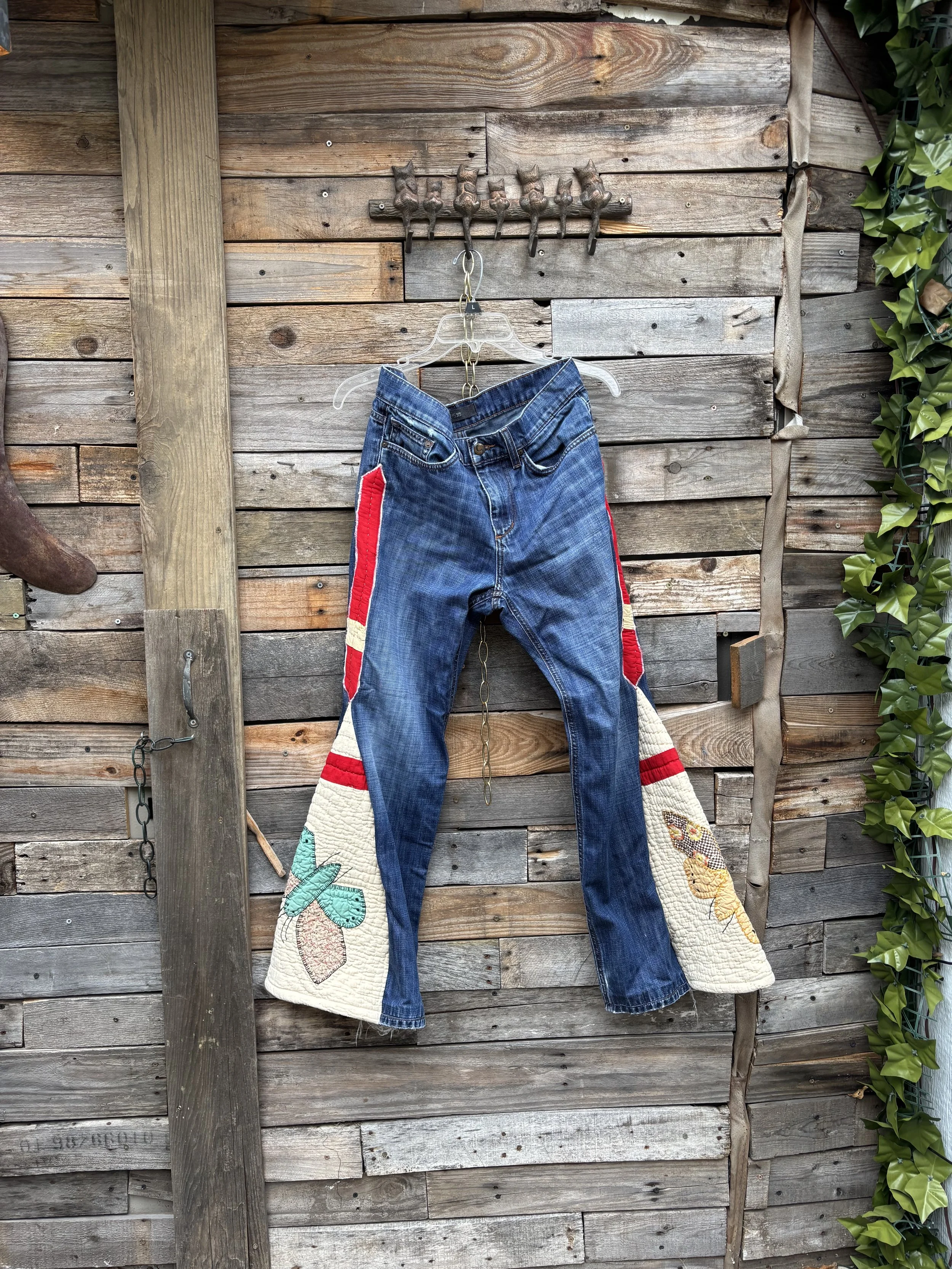 Butterfly Quilted Inset Flare Jeans