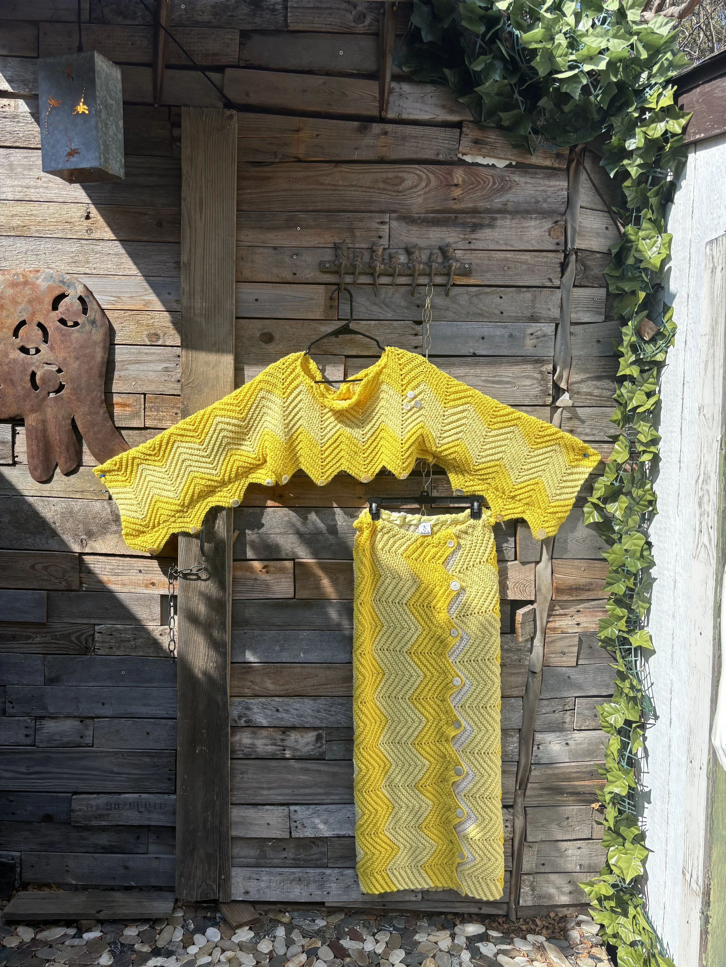 Yellow Button Crochet Matching Set