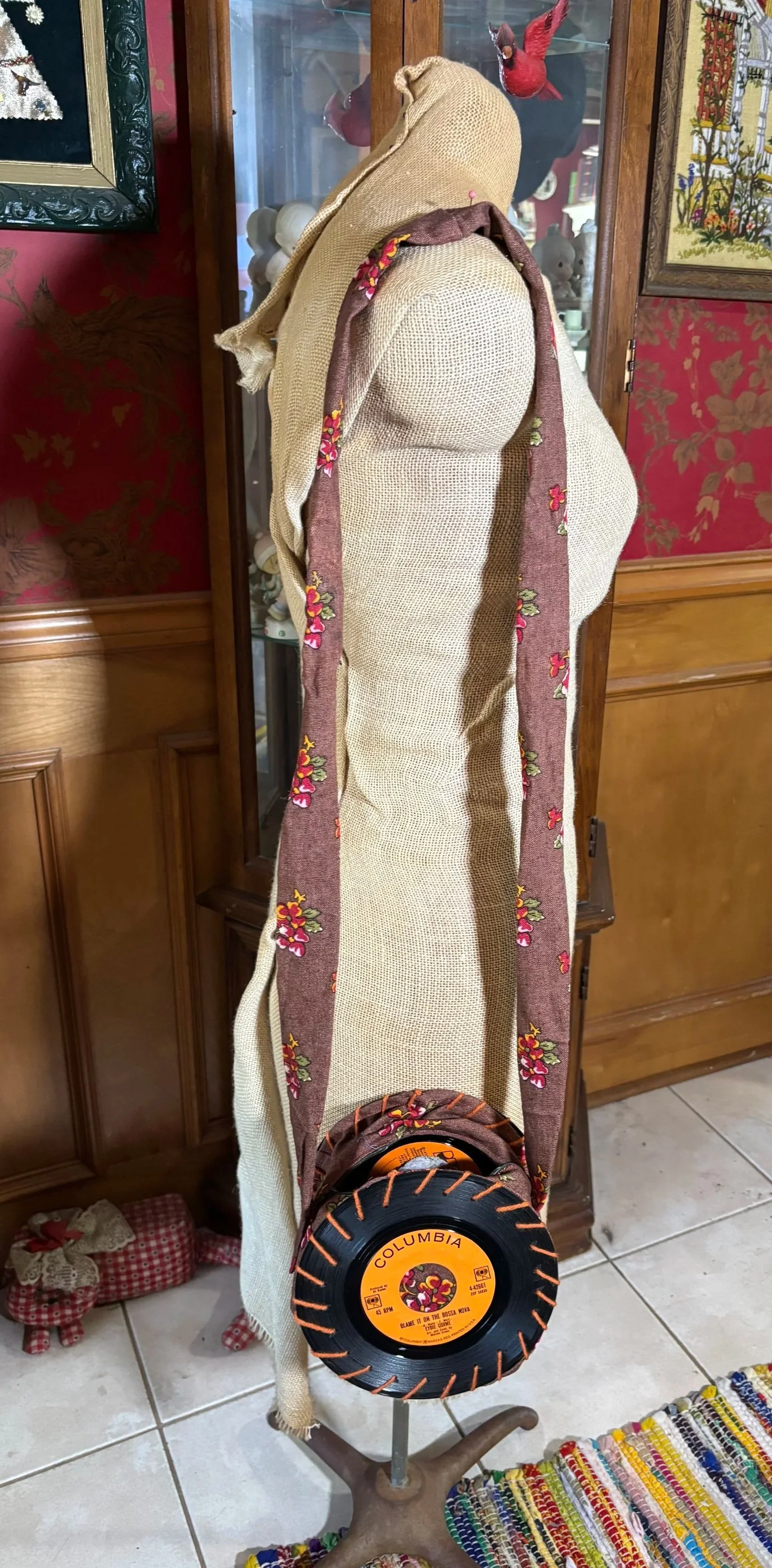 Brown Floral Small Record Bag