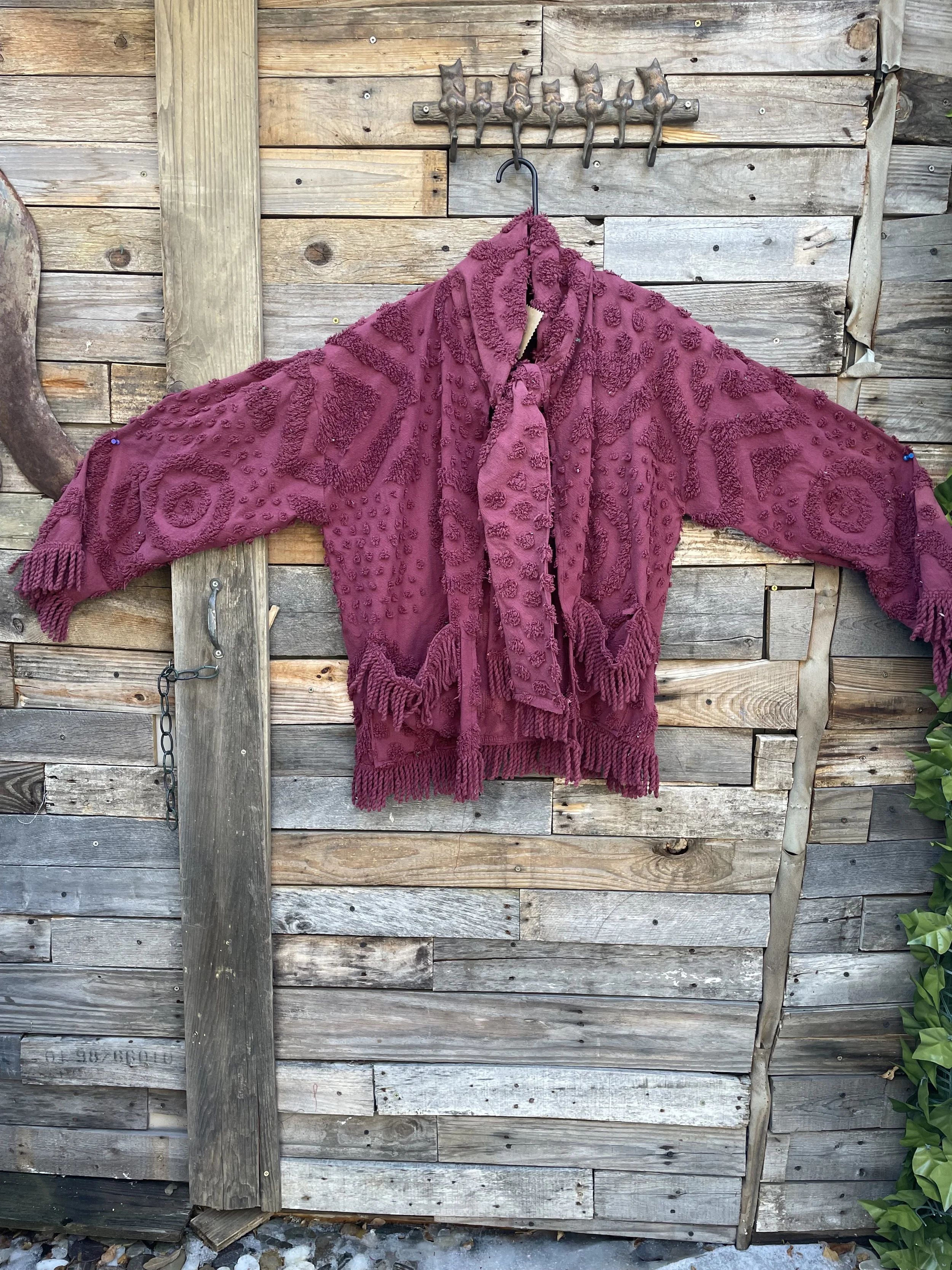 Burgundy Chenille Scarf Cardigan