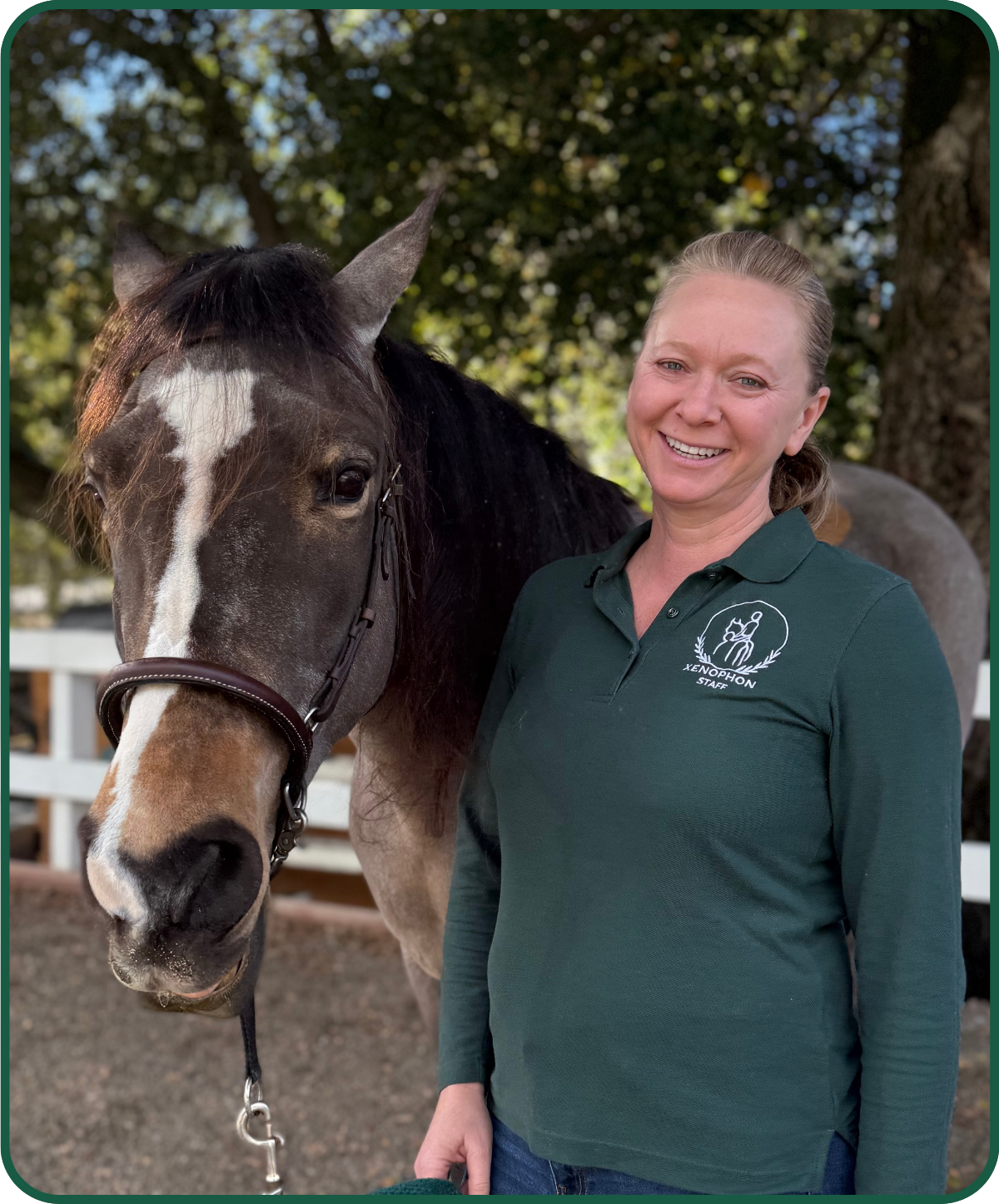 Physical therapist assistant Melissa and horse Aya