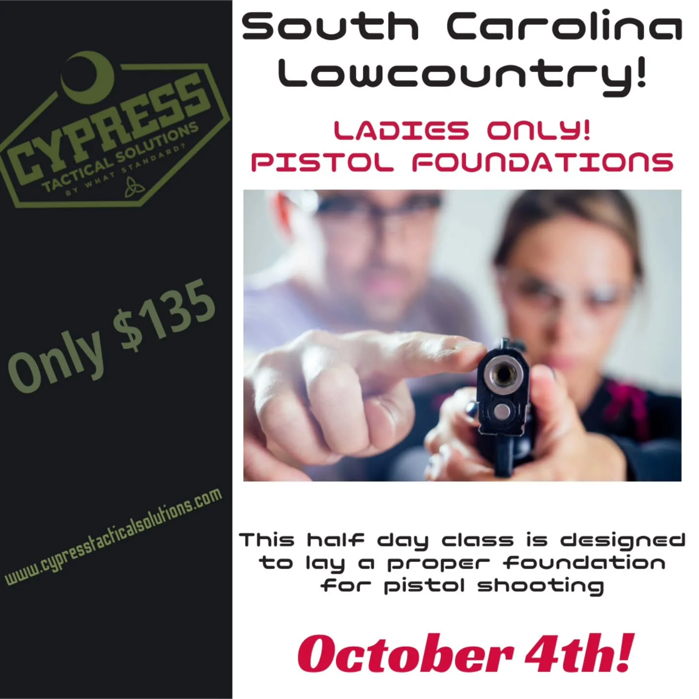 &quot;THE KATY BARRY&quot; class. Ladies! Come join in and build your defensive pistol fundamentals! This half-day class will give you proper instructions and guidance for learning the fundamentals of safe handgun use. Don't have a gun yet? CTS can p