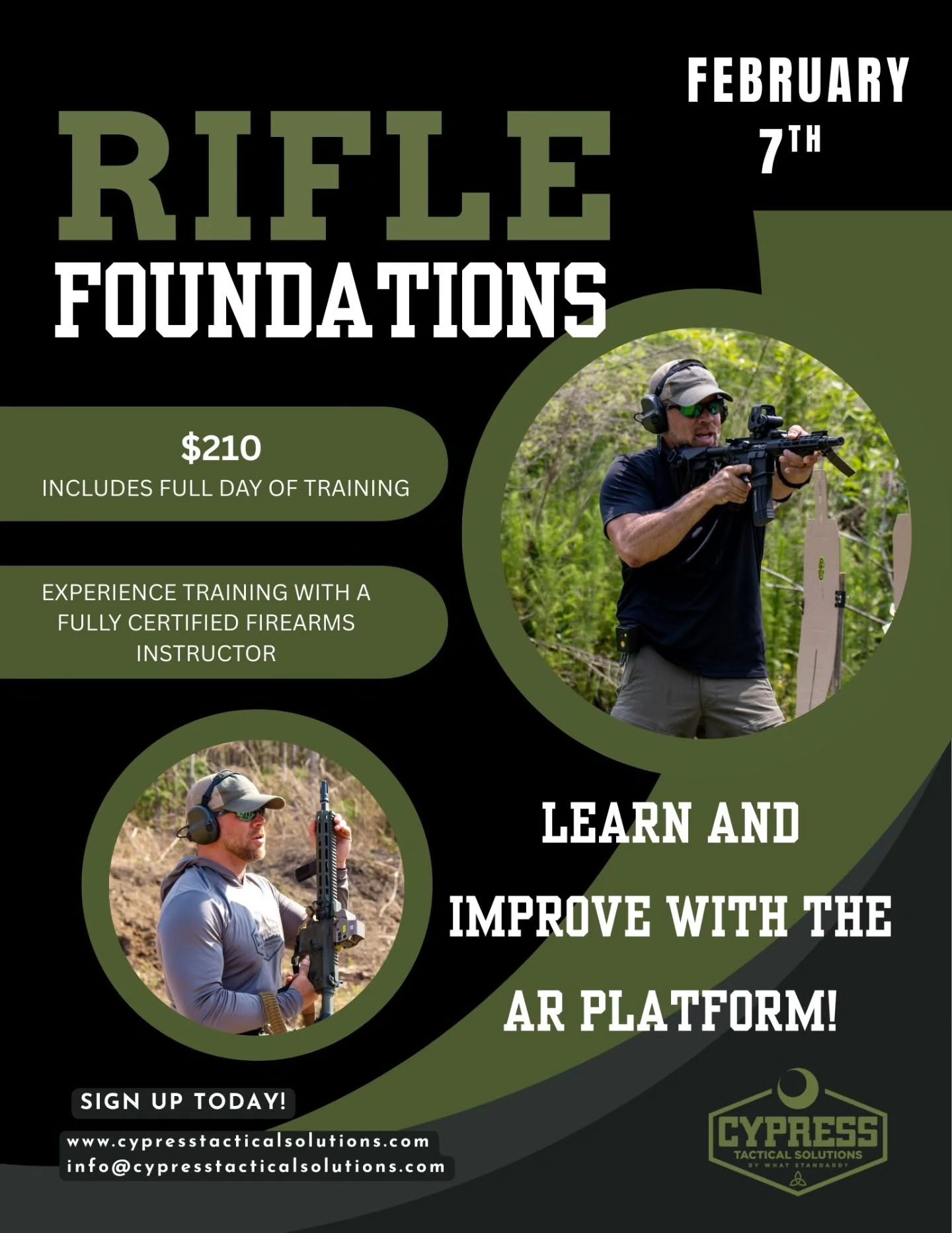 The "Sumter" Rifle Foundations class is coming up! February 7 just 30 minutes outside Summerville SC. This is our most popular Rifle class and for good reasons. Not only do we cover fundamentals and safety, but we also start moving the clas