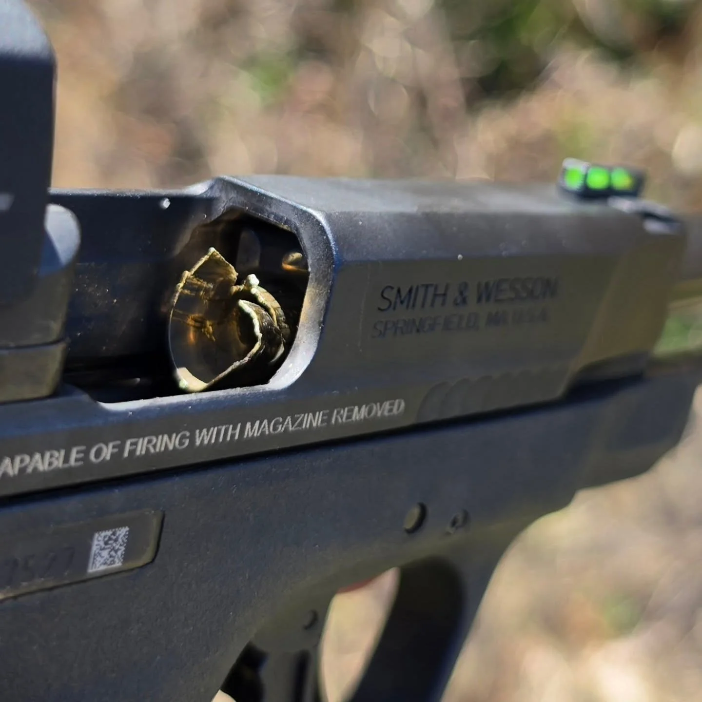 While teaching a class yesterday, someone on the next range over from us had this happen. It was brought over for me to see. Certainly not normal. Look at the first picture and take a guess at the problem. Then look at the second picture to see if yo