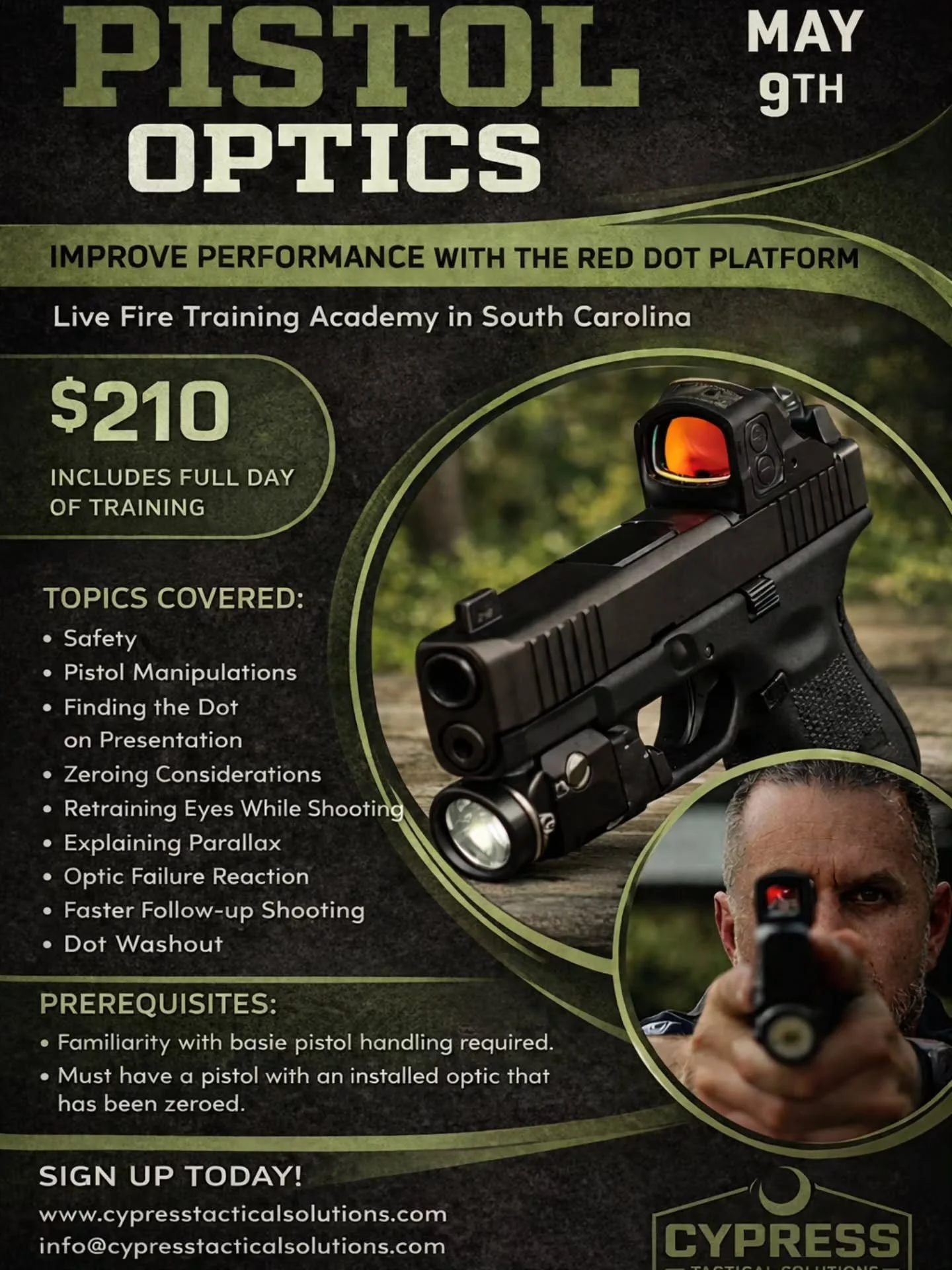 Designed for shooters looking to build confidence and efficiency with pistol-mounted optics, this course focuses on developing a consistent presentation, improving target acquisition, and properly running a red dot system under real shooting conditio