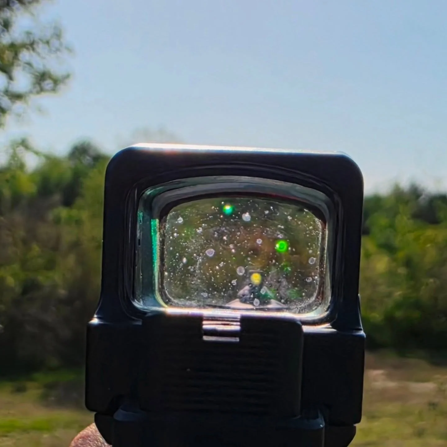 More false dot pictures taken during last week's LEO Pistol Optic Transition Instructor Course. First pic is of a green dot. The second pic is from an MPS. The MPS showed the dot easiest at an unconventional angle, which I assume is because of it's t