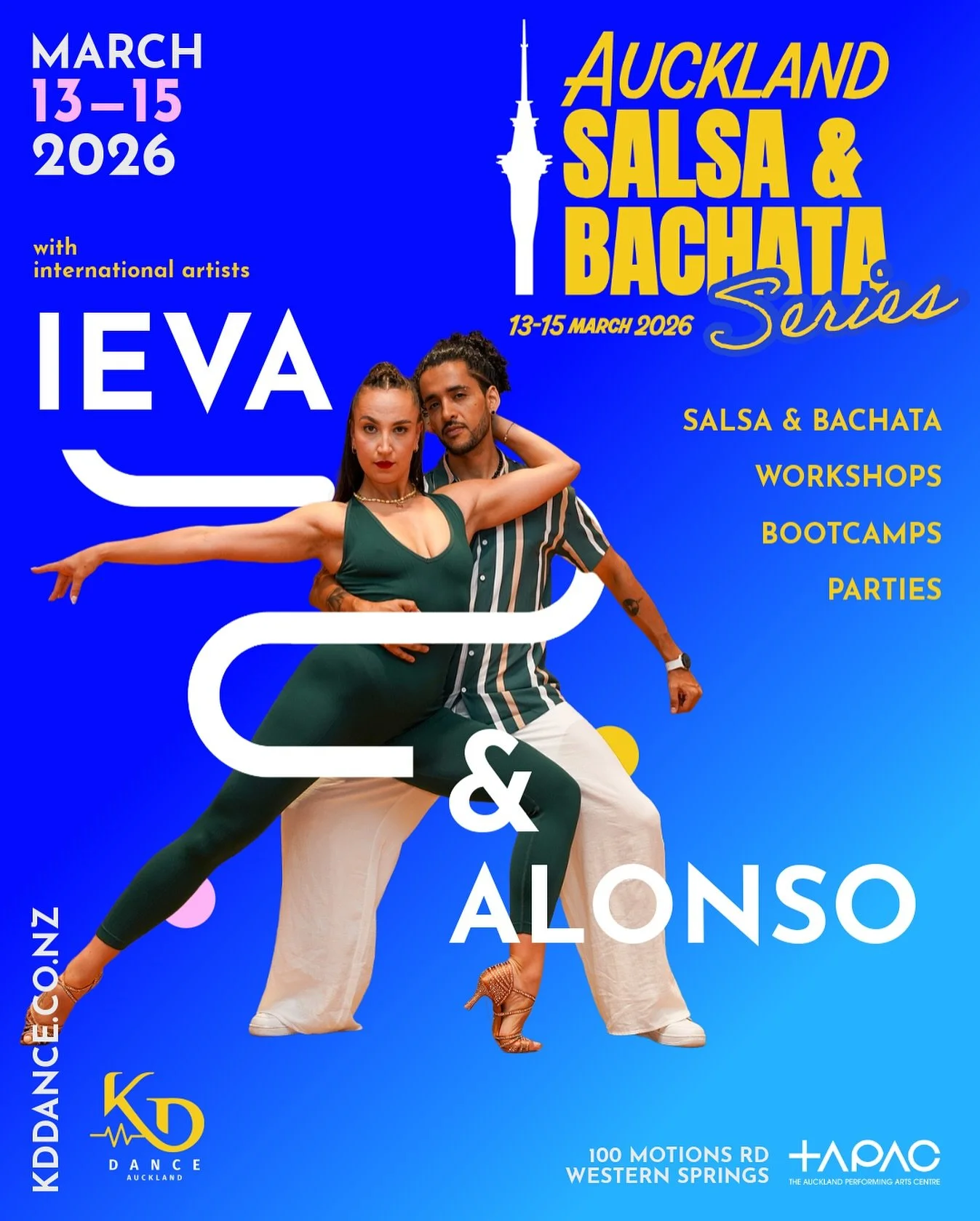 For the first time in Auckland, KD Dance presents acclaimed international artists - Ieva &amp; Alonso - @alonsoandieva 

Join us for the first Auckland Salsa &amp; Bachata Series this March. We&rsquo;ve lined up a full weekend of salsa and bachata wo