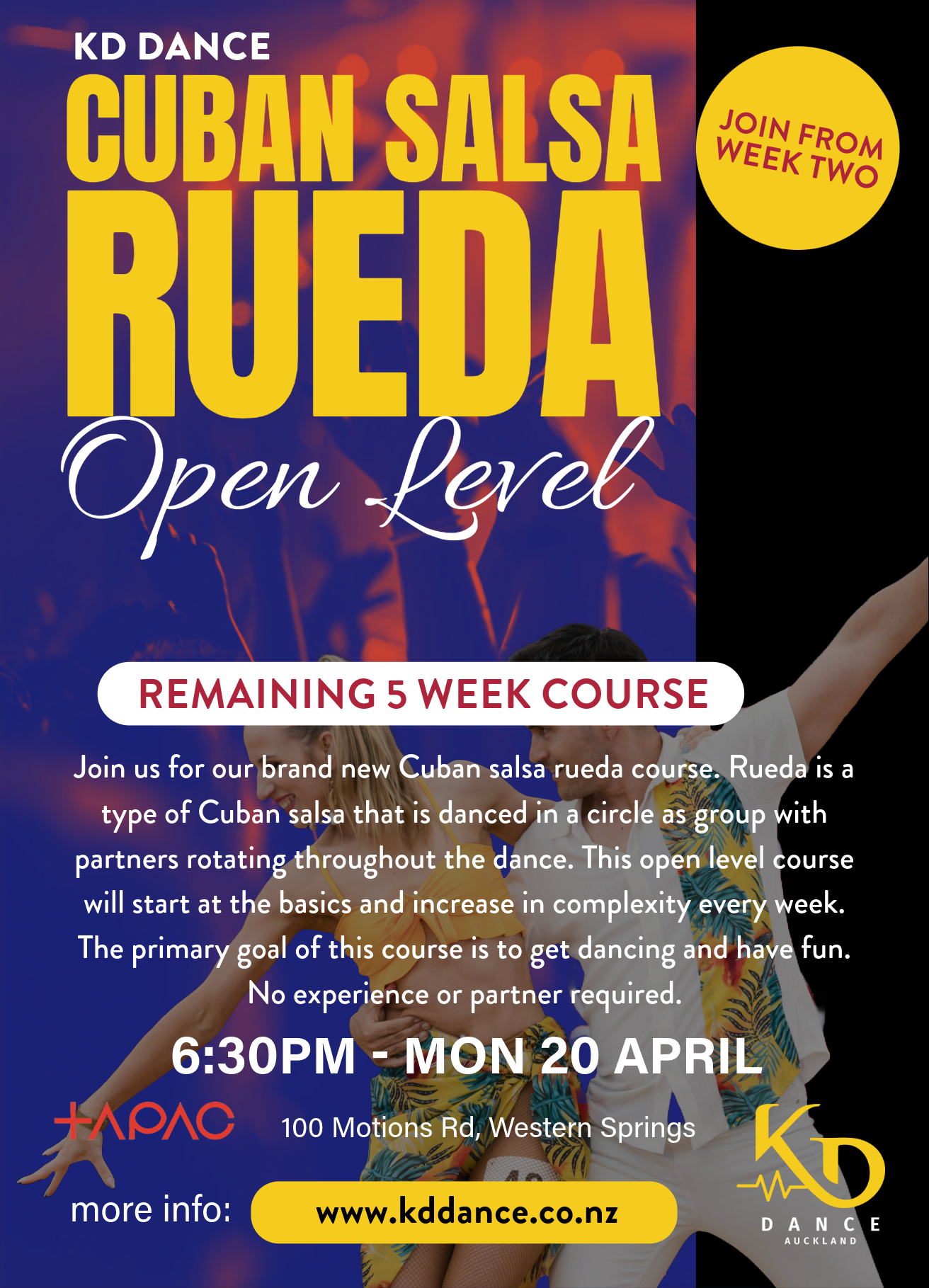 Join from week two - Cuban Salsa Rueda - Open Level Course 