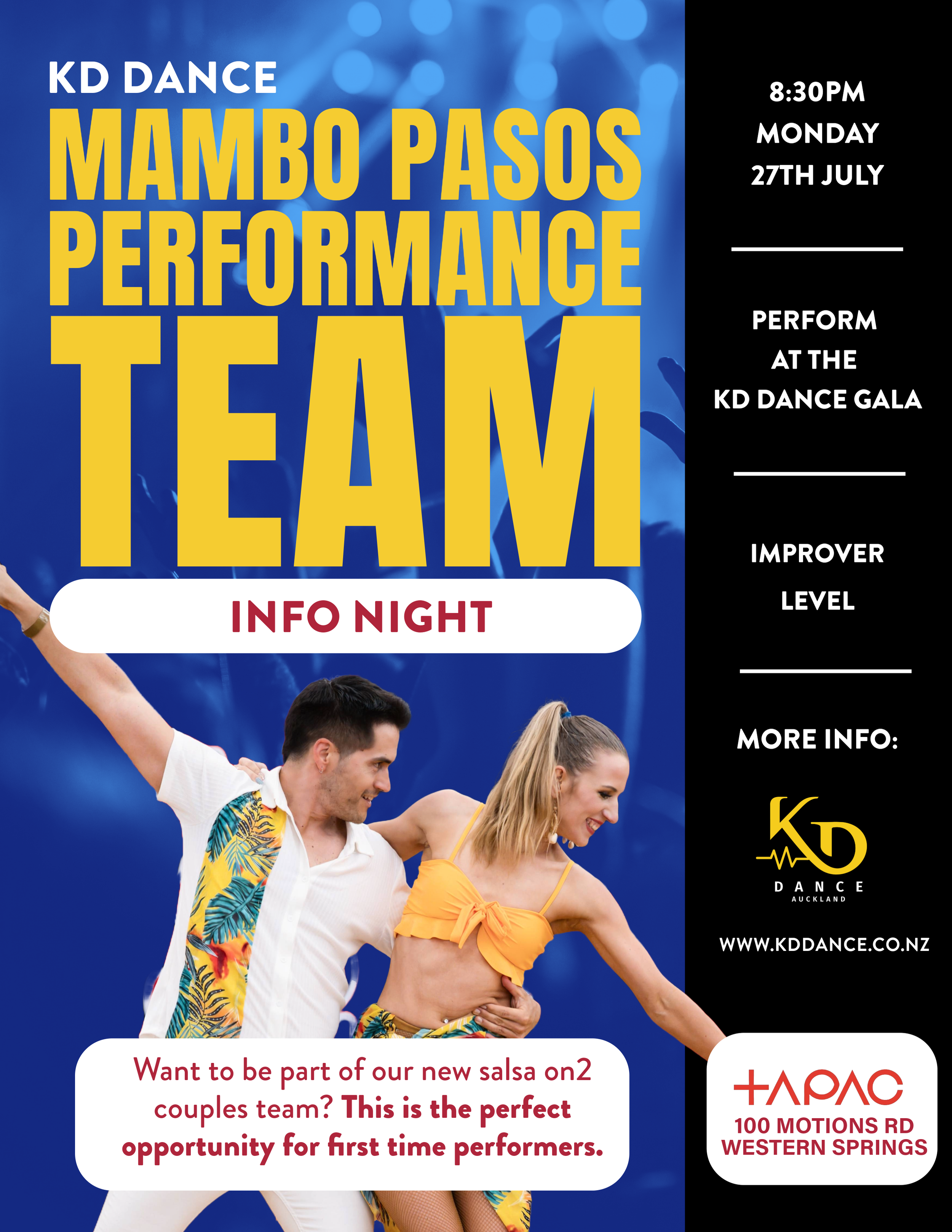 Info Night - Mambo Pasos Performance Team - Improver Level