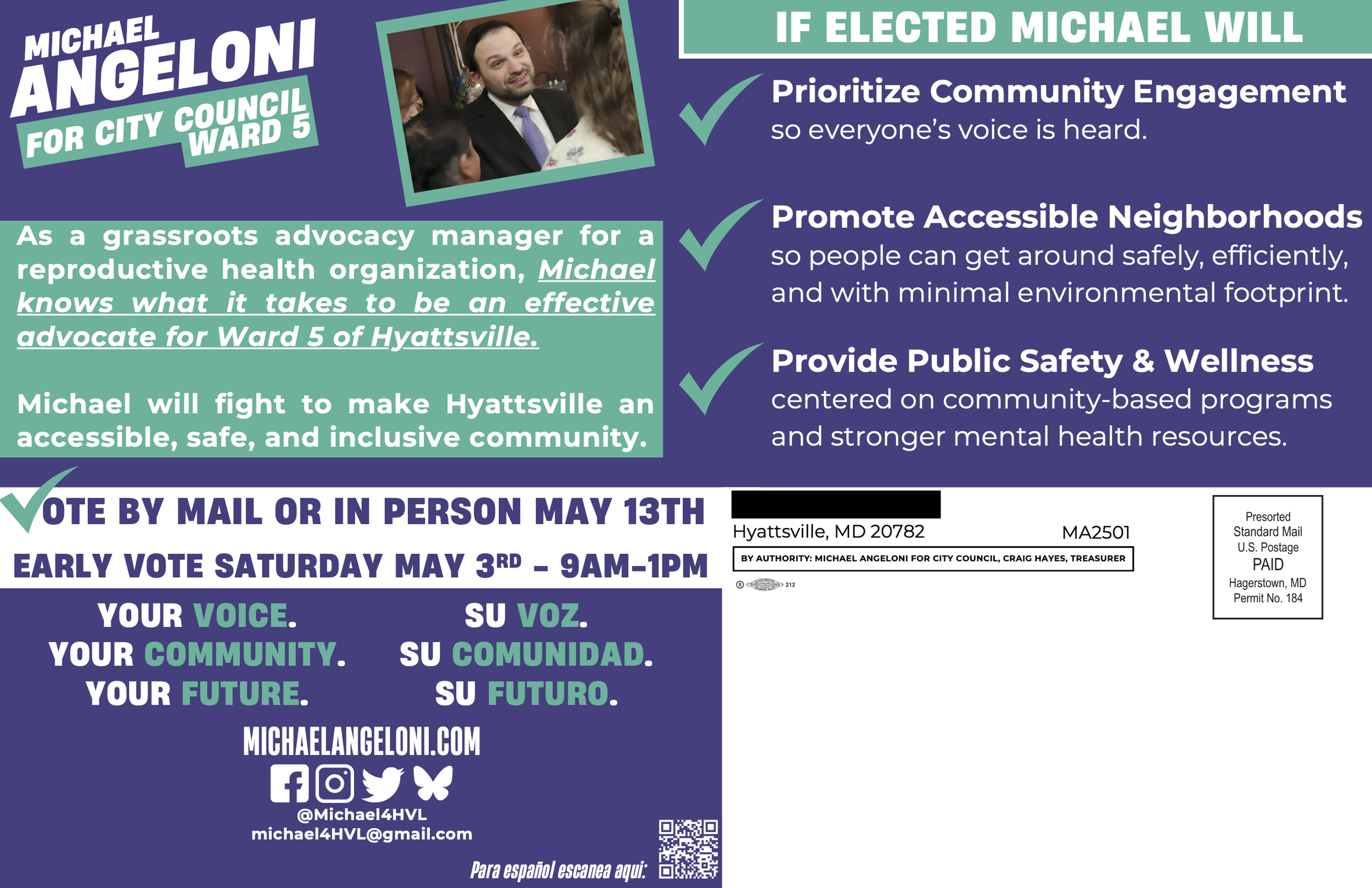 Mailer Back - Michael Angeloni for City Council