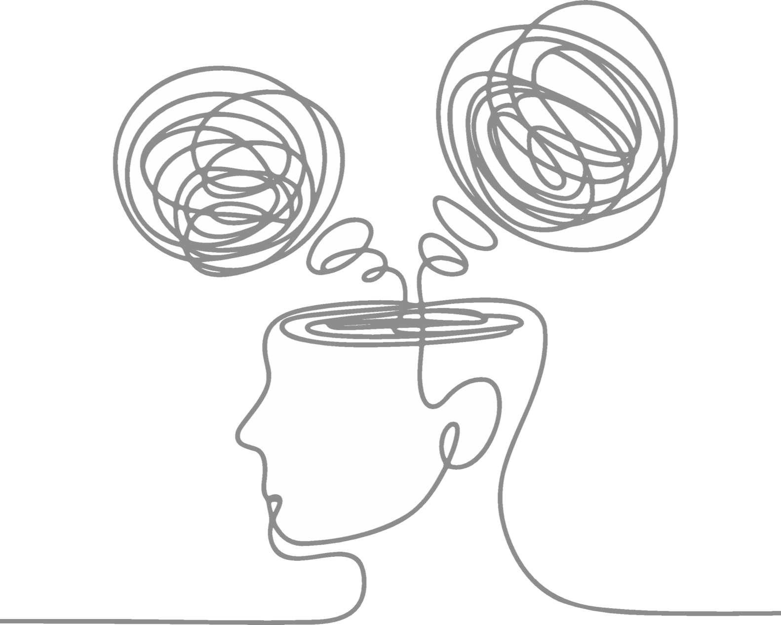 Image of a person with many thoughts in his head