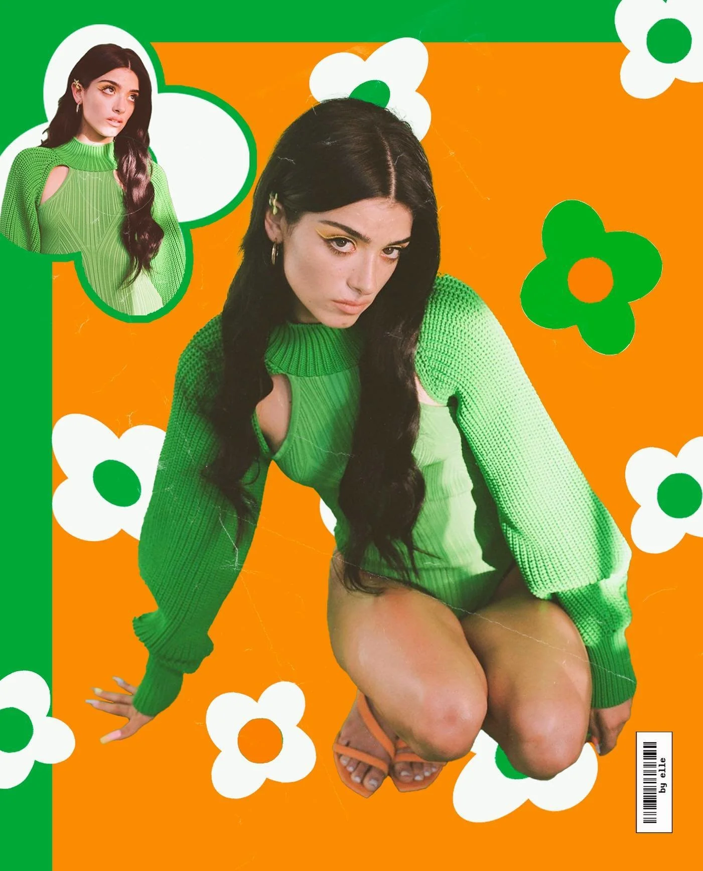 💚🧡 @dixiedamelio #dixie #dixiedamelio #damelio #photoshop #edits #collage #flowers #70sflowers #orange #green #graphicdesign #design