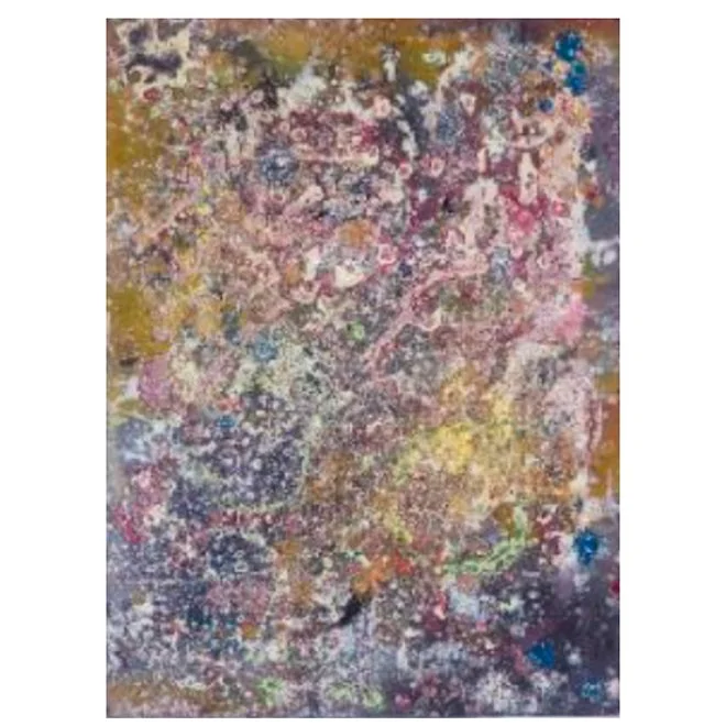 Rodrigo Garcia Dutra |
Data Dice: magma solidificado como linguagem (Série
de Membranas Magmáticas), 2025.
óleo, acrílica, resina, pó de mica, cubos, orvalho com
aroma de cravo pulverizado em lona esticada em
chassi de madeira, 40 x 30 cm.
R$ 8.532,0