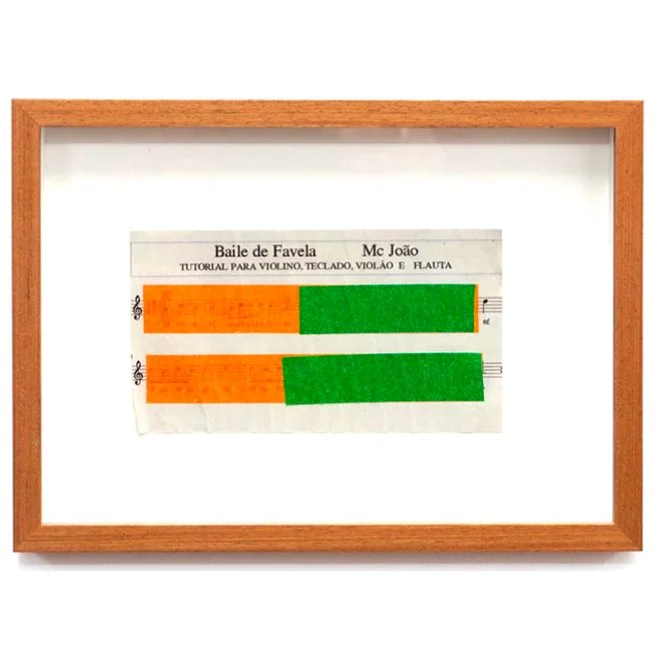 Raphael Escobar |
Estudo para Baile de Favela #1, 2025.
Fita adesiva e impressão jato de tinta, 21 x 29,7 cm.
R$ 7.017,57