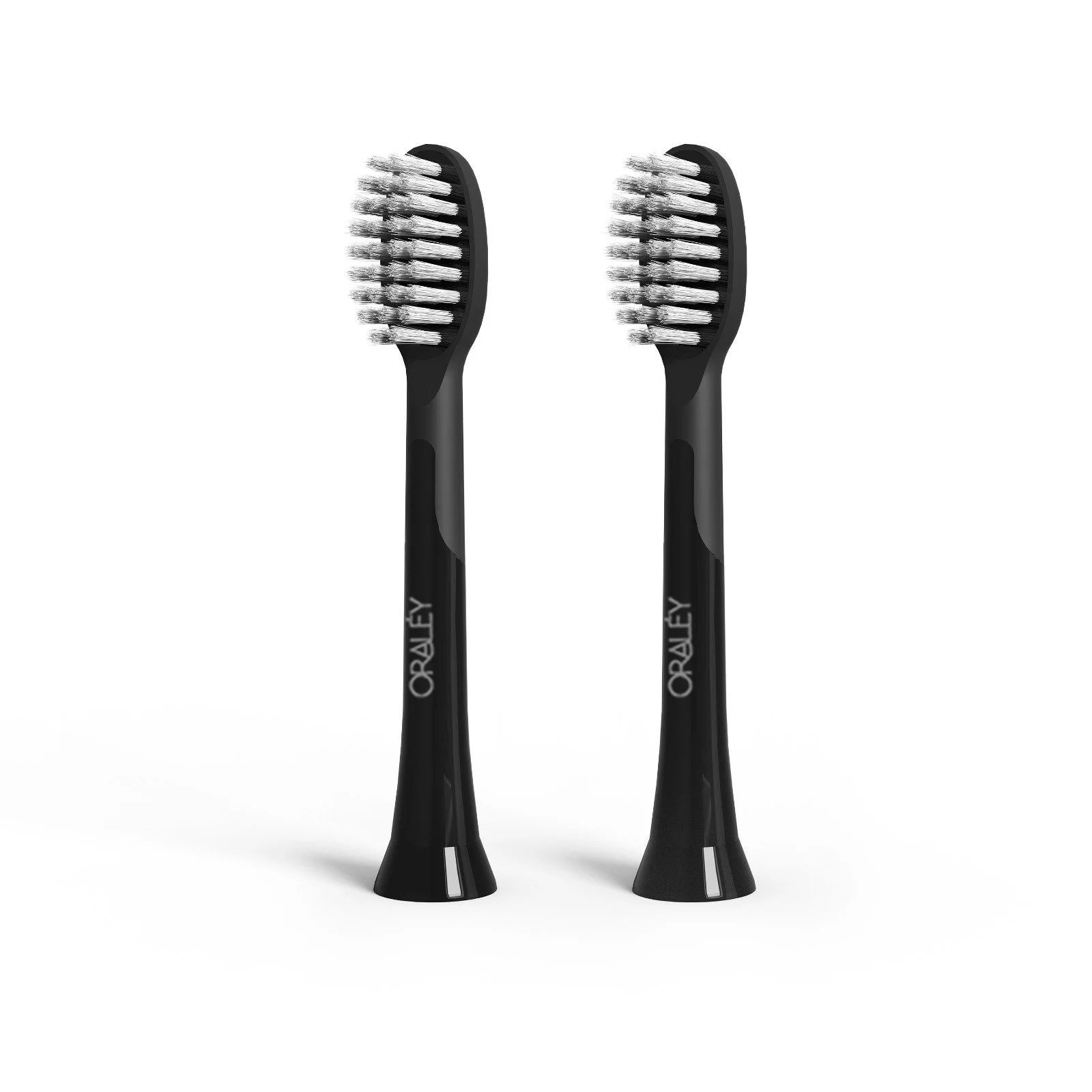 Oraléy Sensitive Care Ultra Soft Brush Heads - 2 Pack Black with Tongue Scraper