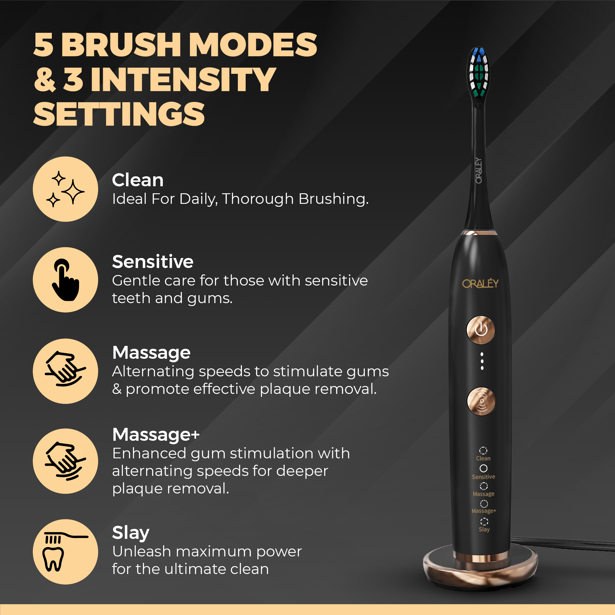 Pressure Series Sonic Toothbrush, 5 brushing modes 3 intensity levels