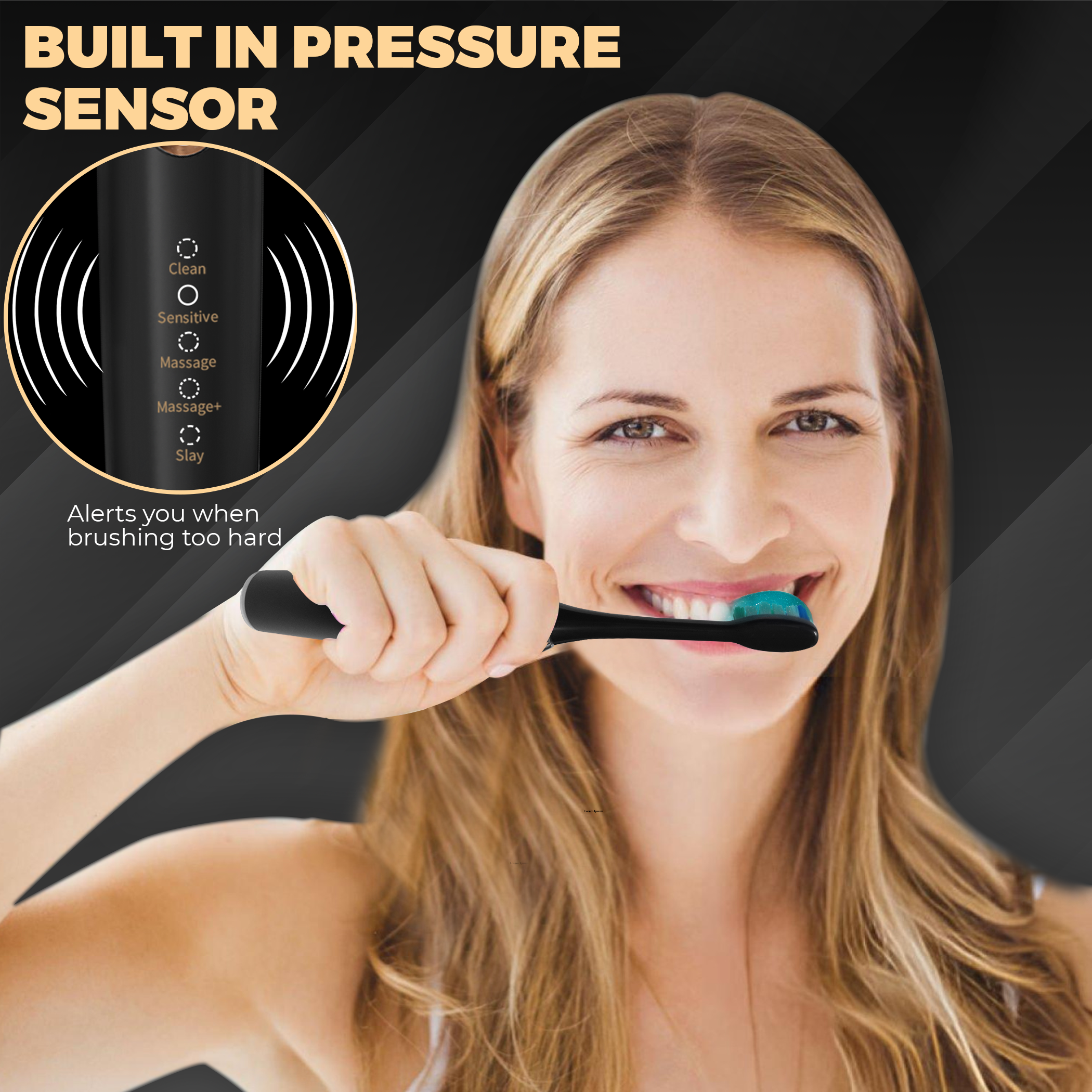 sonic toothbrush with pressure sensor
