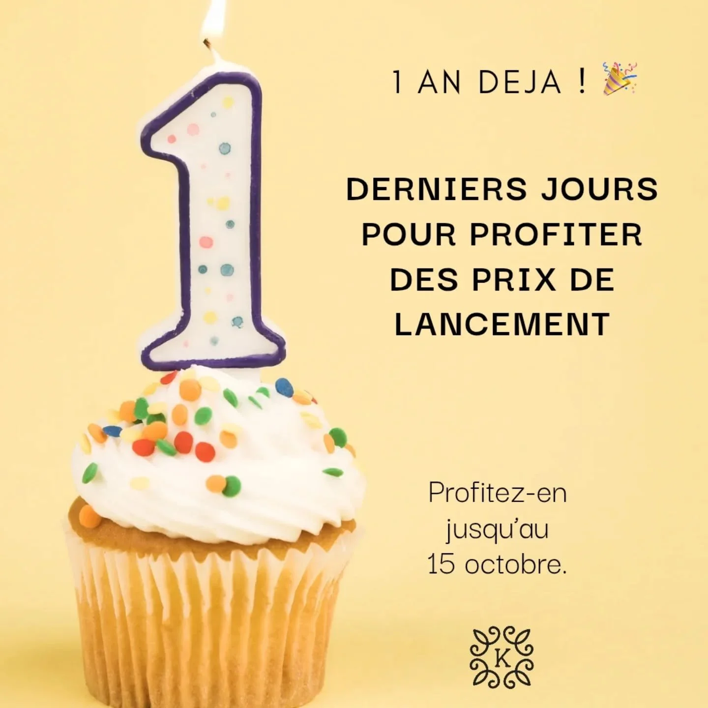 🎉 KHARITES souffle d&eacute;j&agrave; sa premi&egrave;re bougie ! ✨

Un an d&rsquo;aventure, de belles rencontres et de confiance gr&acirc;ce &agrave; vous. 

Attention, cela marque aussi la fin de notre p&eacute;riode de prix de lancement!

⚠️ PROF
