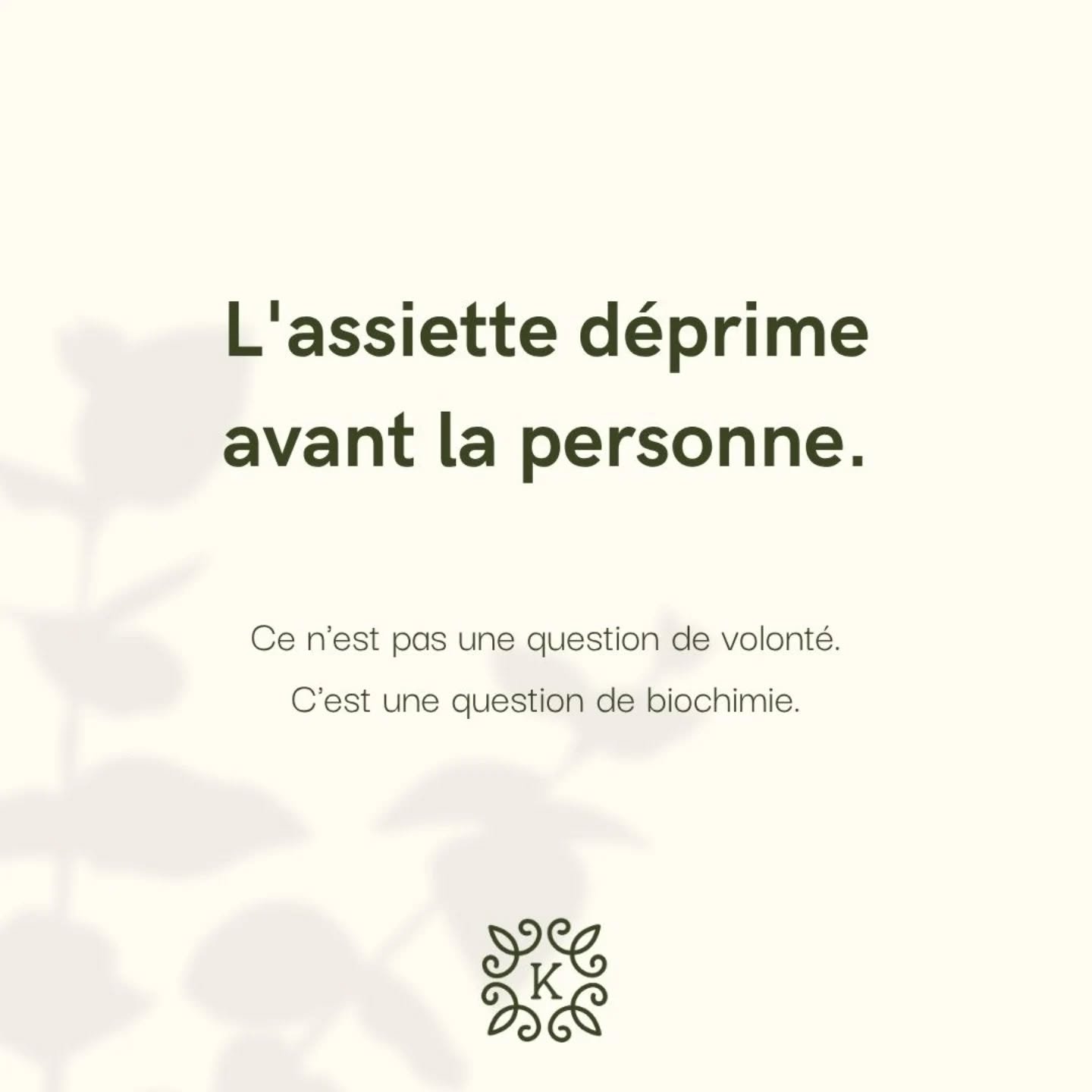 Vous le savez, ce que l'ona mange impacte notre humeur. 

🧠 Ce que l'on mange agit directement sur la chimie c&eacute;r&eacute;brale.

Donc pas de tryptophane &rarr; pas de s&eacute;rotonine &rarr; humeur en berne.

Pourtant, l'assiette est encore t