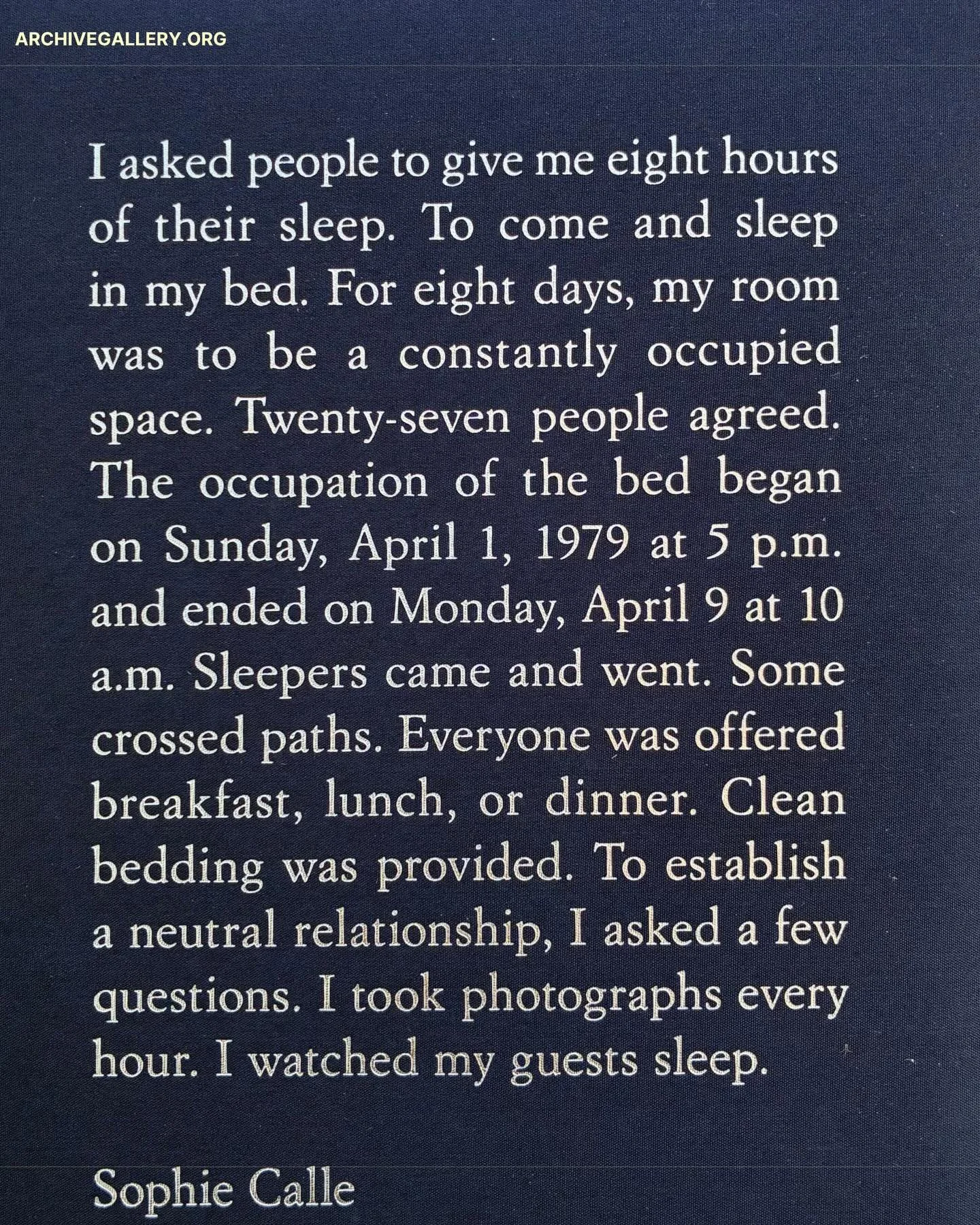 Featured Photobook: Sophie Calle &ldquo;The Sleepers.&rdquo; Visit us at the Archive Gallery for more. #sophiecalle #photobooks #photography #collingswoodnj