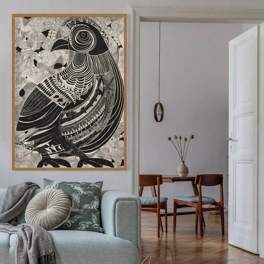 Black and White Bird Folk Art Print-3.jpeg