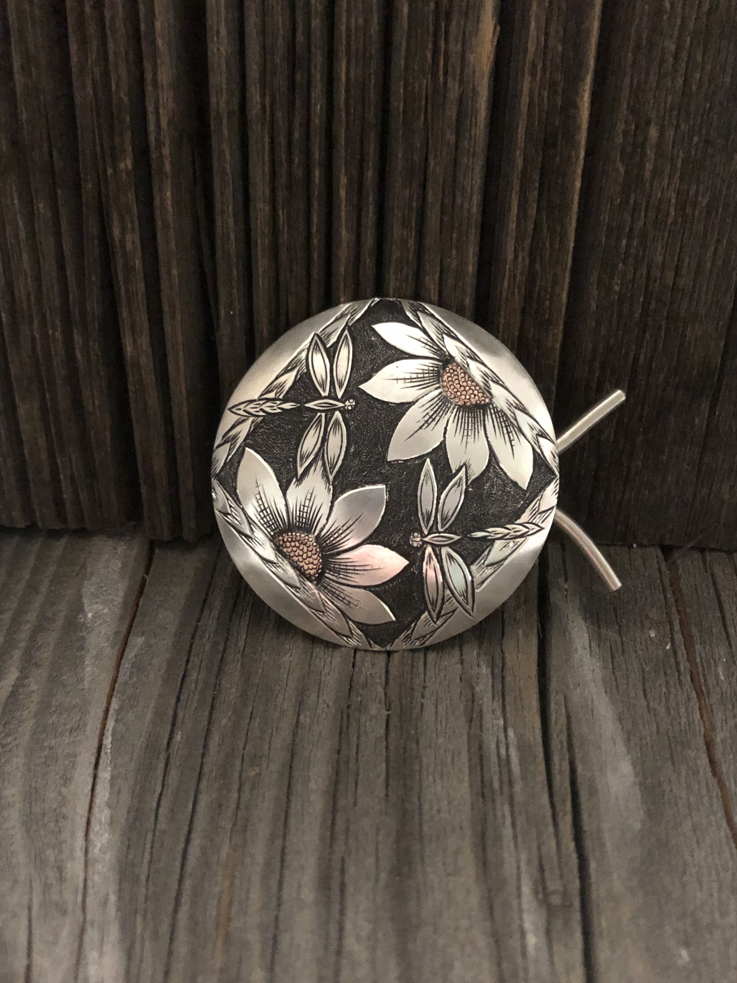 Hand Engraved Hair Barrette- Dragonfly