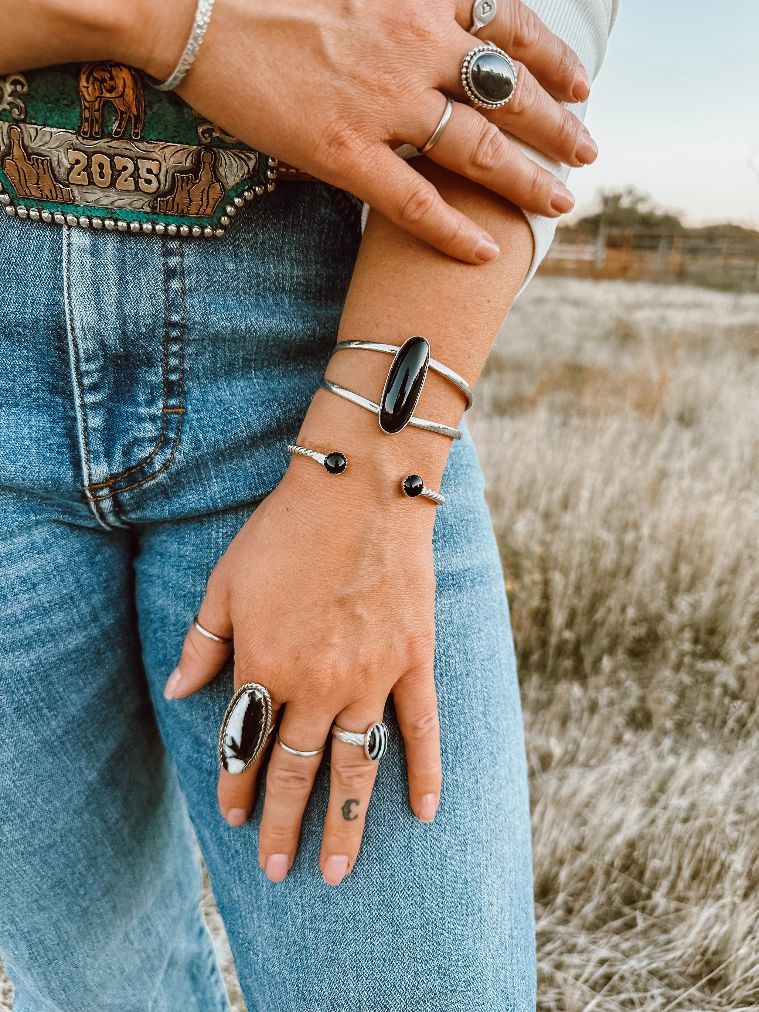 Double Stone Black Onyx Cuff