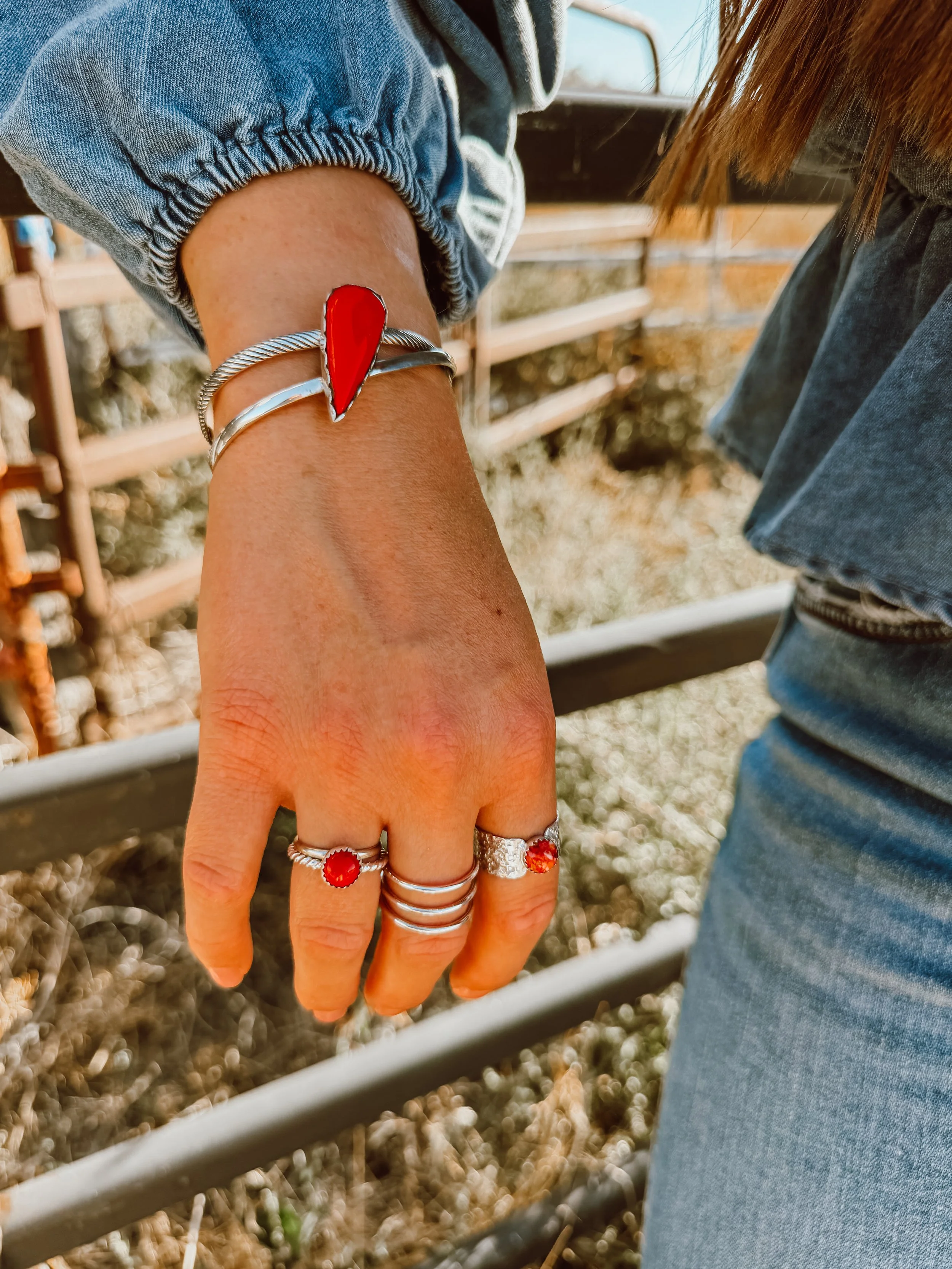 Red Rosarita Cross-Over Cuff