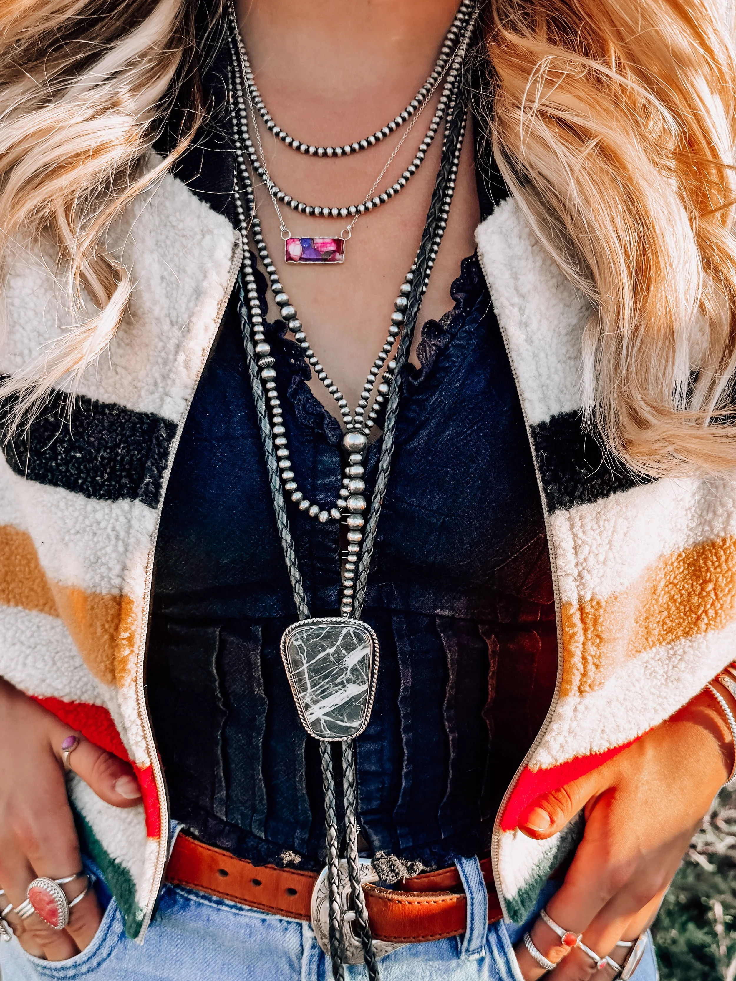Bolo Tie- Black Agate