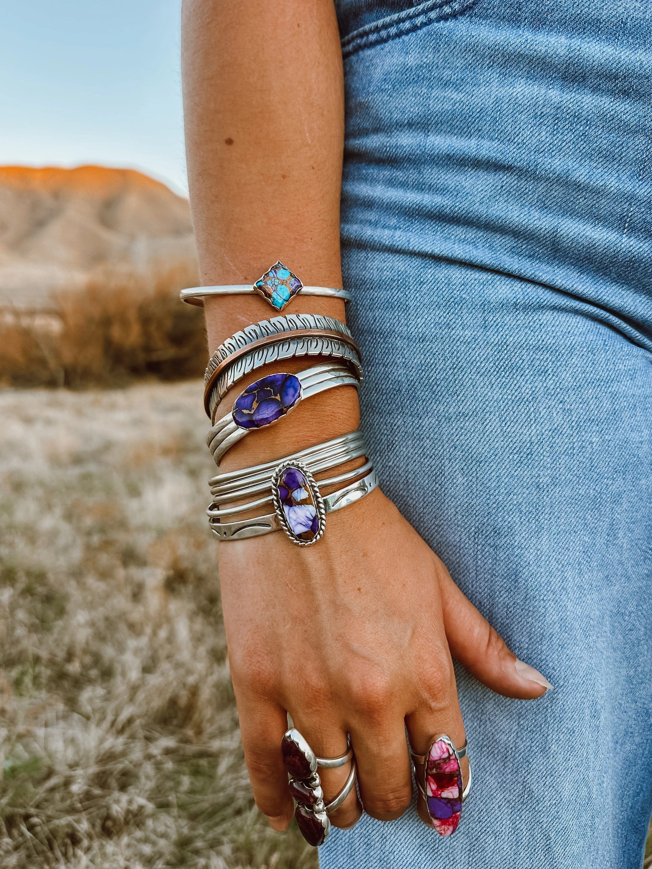 3 Band Purple Dahlia Cuff