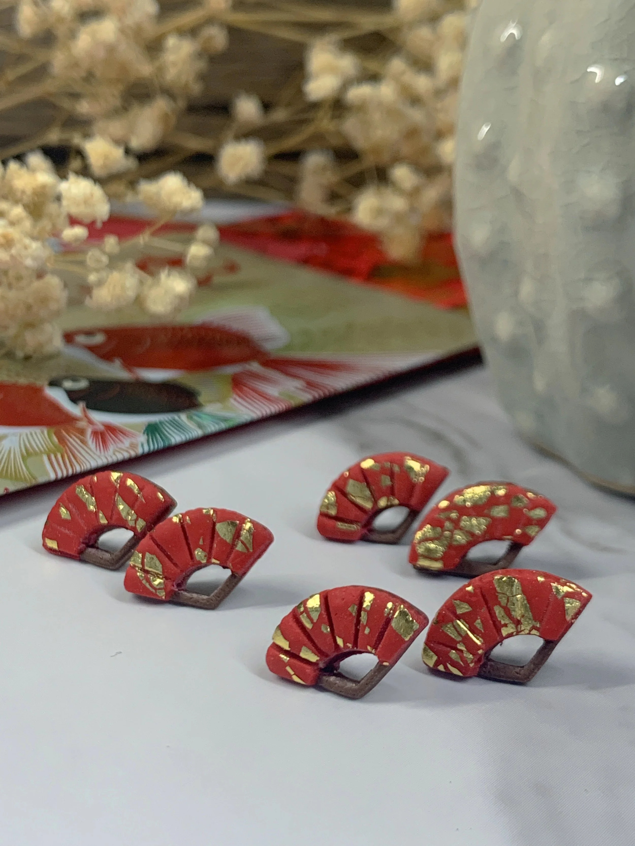 CNY Chinese fan ear studs