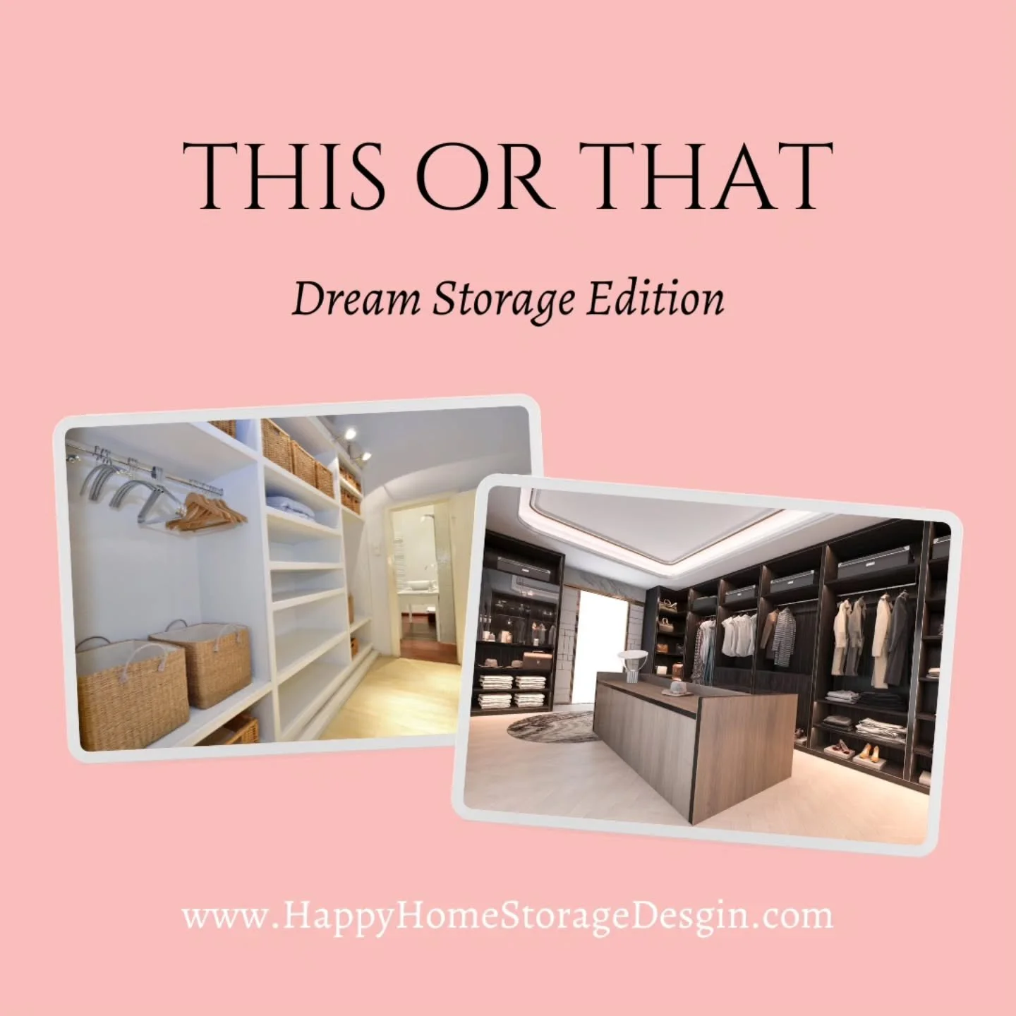It&rsquo;s time to play&nbsp;Dream Storage: This or That! 

Tell us your picks in the comments!

And if you&rsquo;re ready to make your dream space a reality, we&rsquo;re just a consultation away.

#happyathome #PantryGoals #HomeOrganization #CustomS