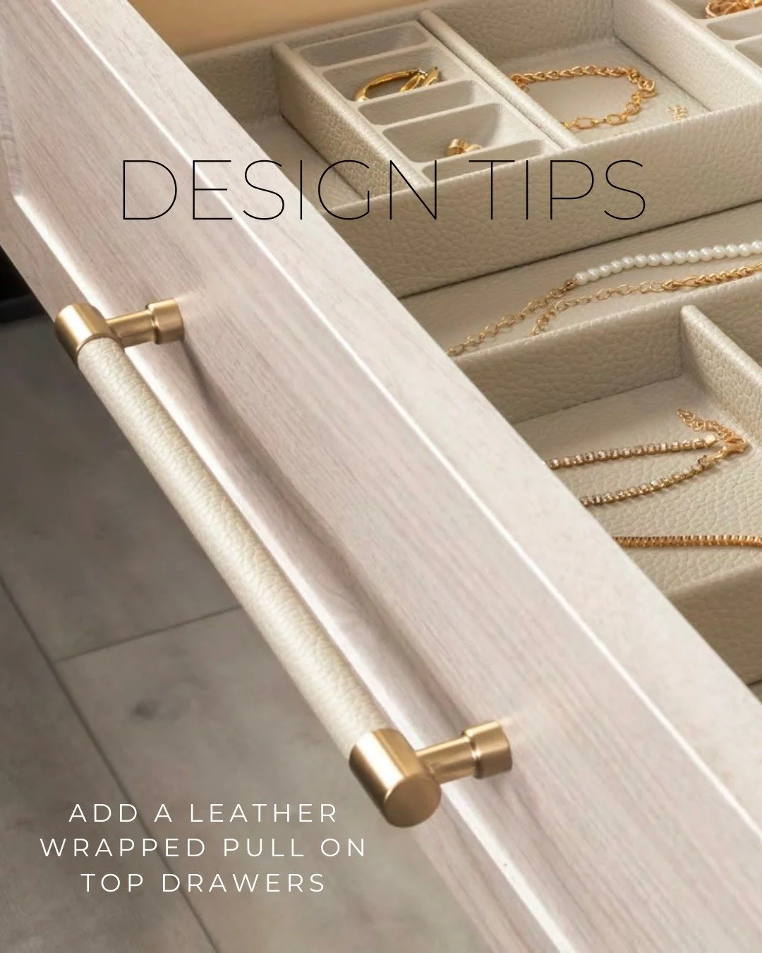 The little details make all the difference ✨ 

Wrap your top drawer pulls in rich leather for an instant upgrade that feels as good as it looks. Functional and beautiful &mdash; just the way we like it. 

#HomeStorage #InteriorDesign #OrganizedHome #