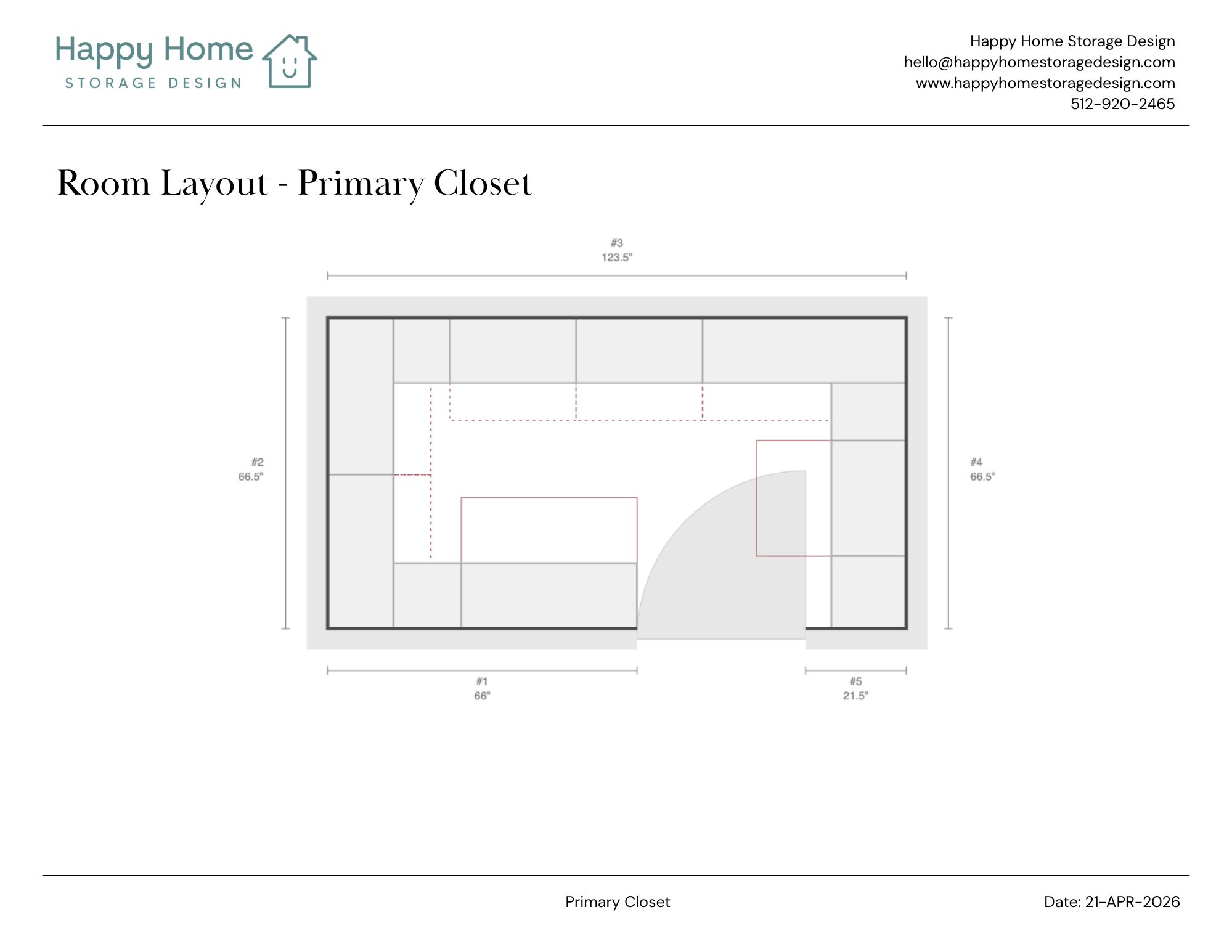 Custom closet design layout included with complimentary discovery consultation, Austin, TX