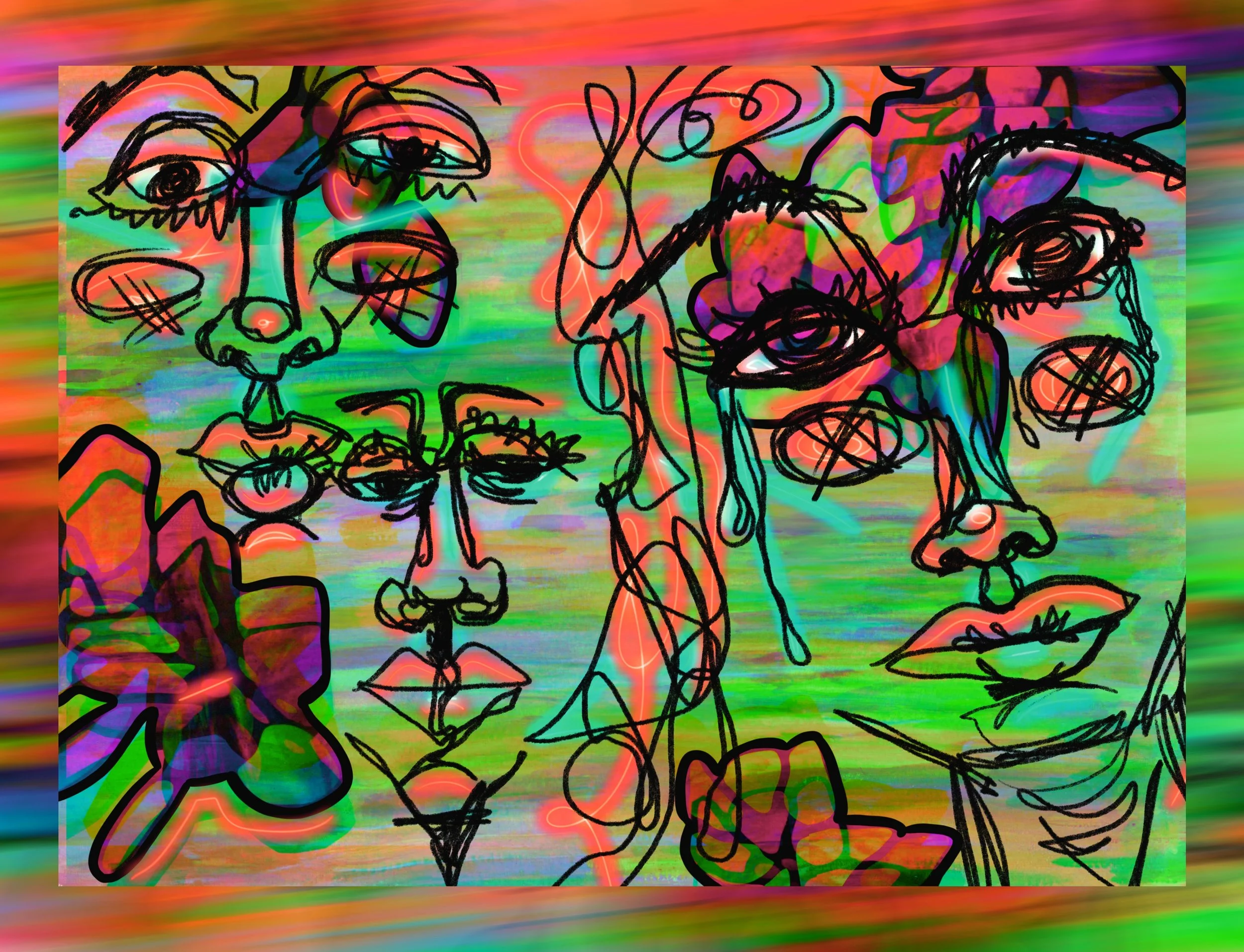 gouache, collage, digital