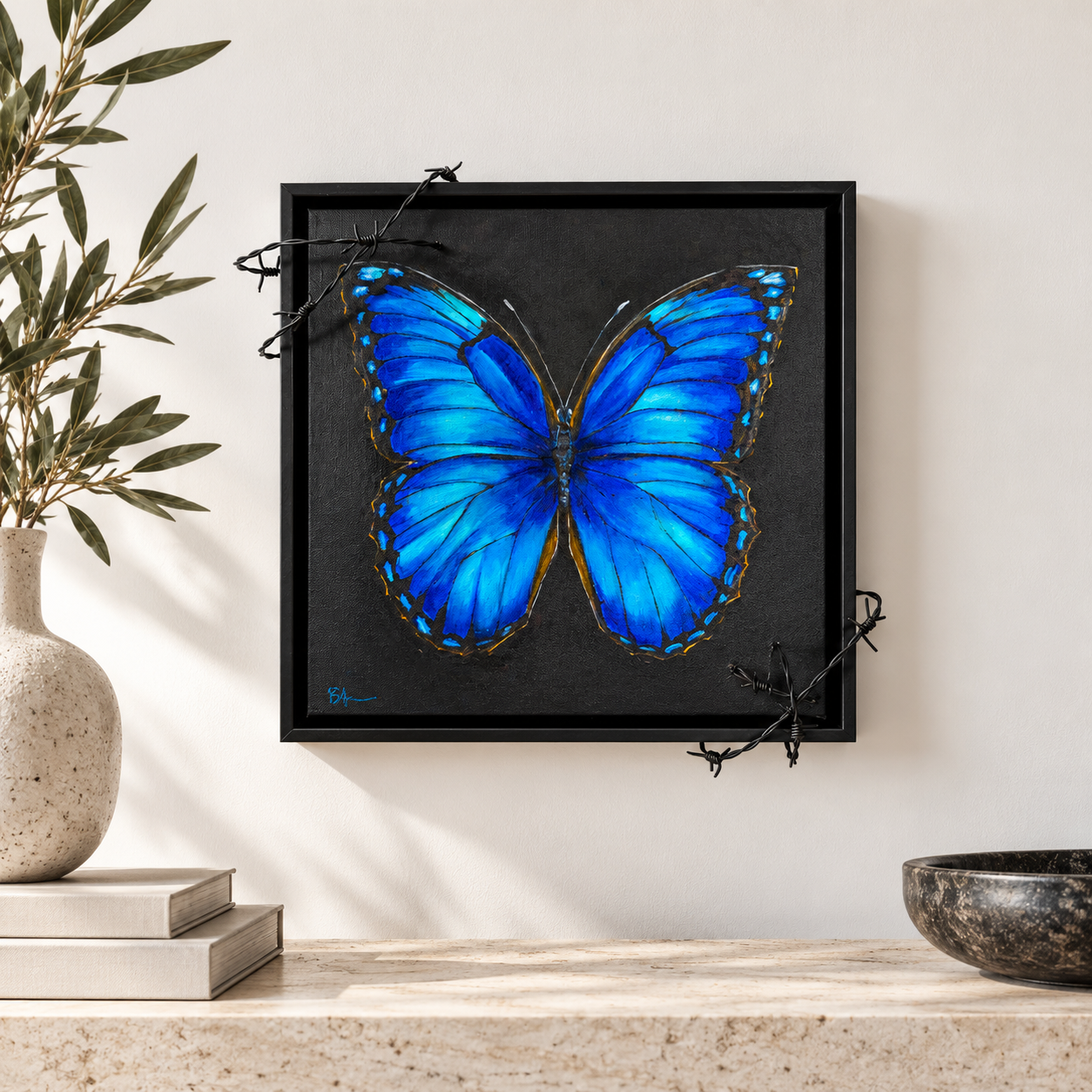 Modern Blue Butterfly Wall Vignette.png