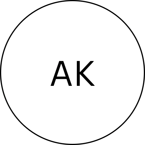 Circle with letters "AK" inside