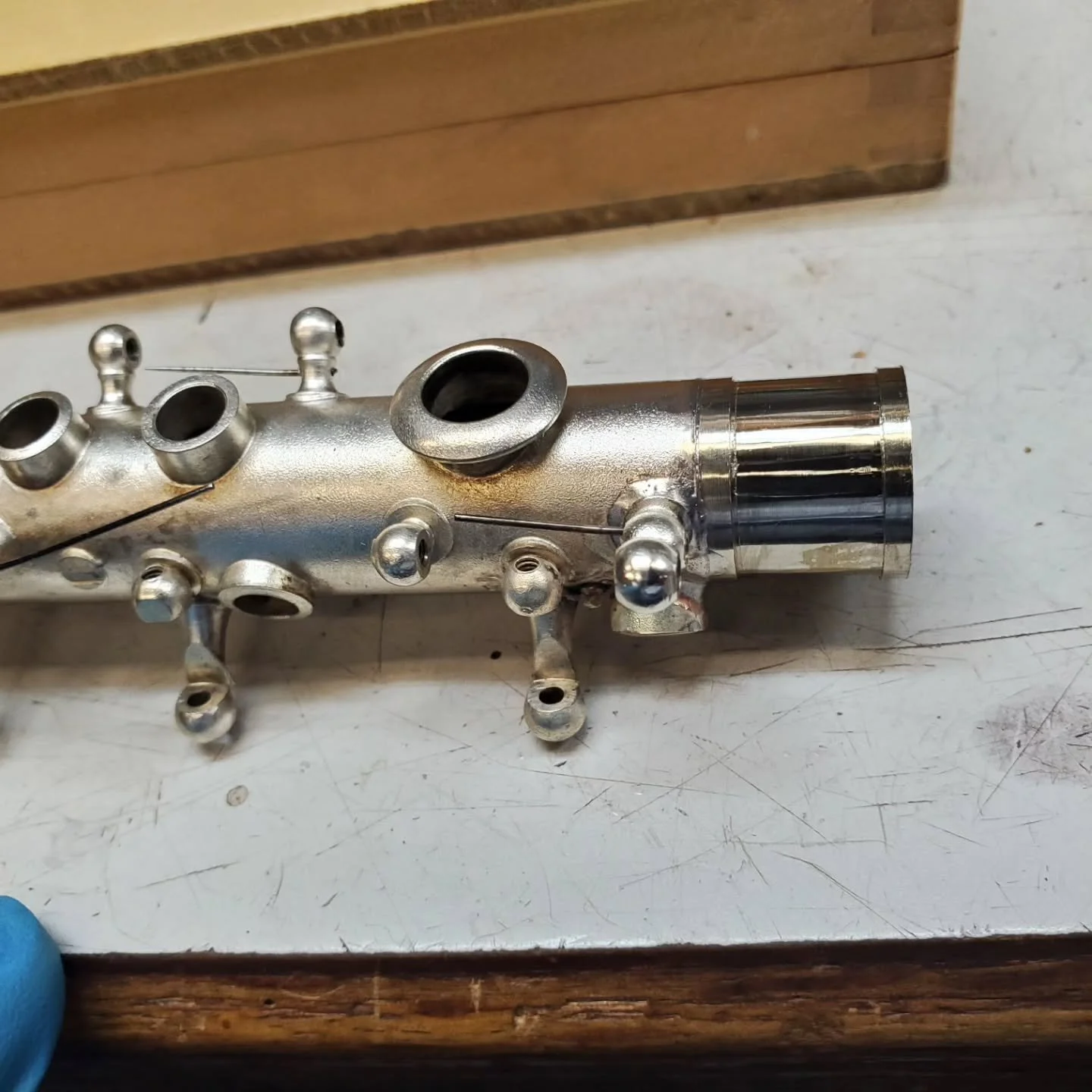 Replacing a damage and previously repaired tenon on a Conn metal clarinet