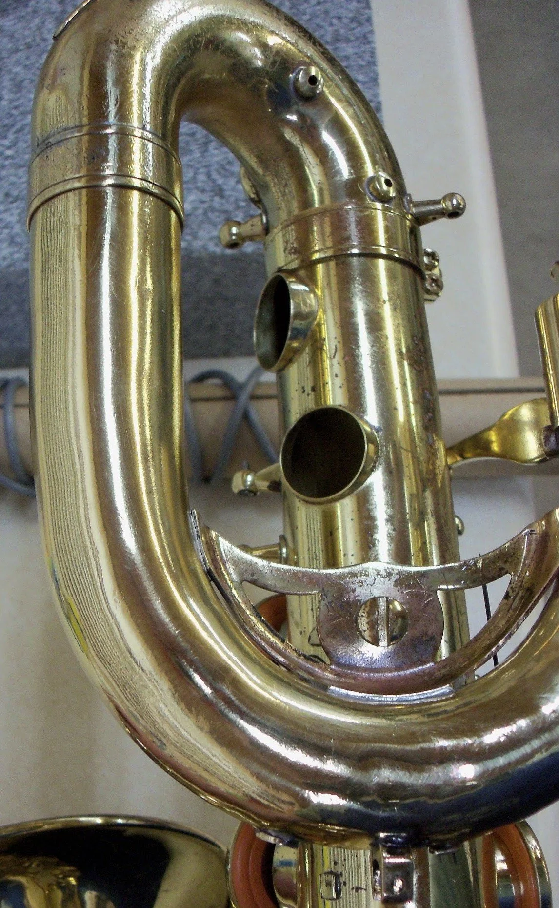baritone sax J-crook after dent repair