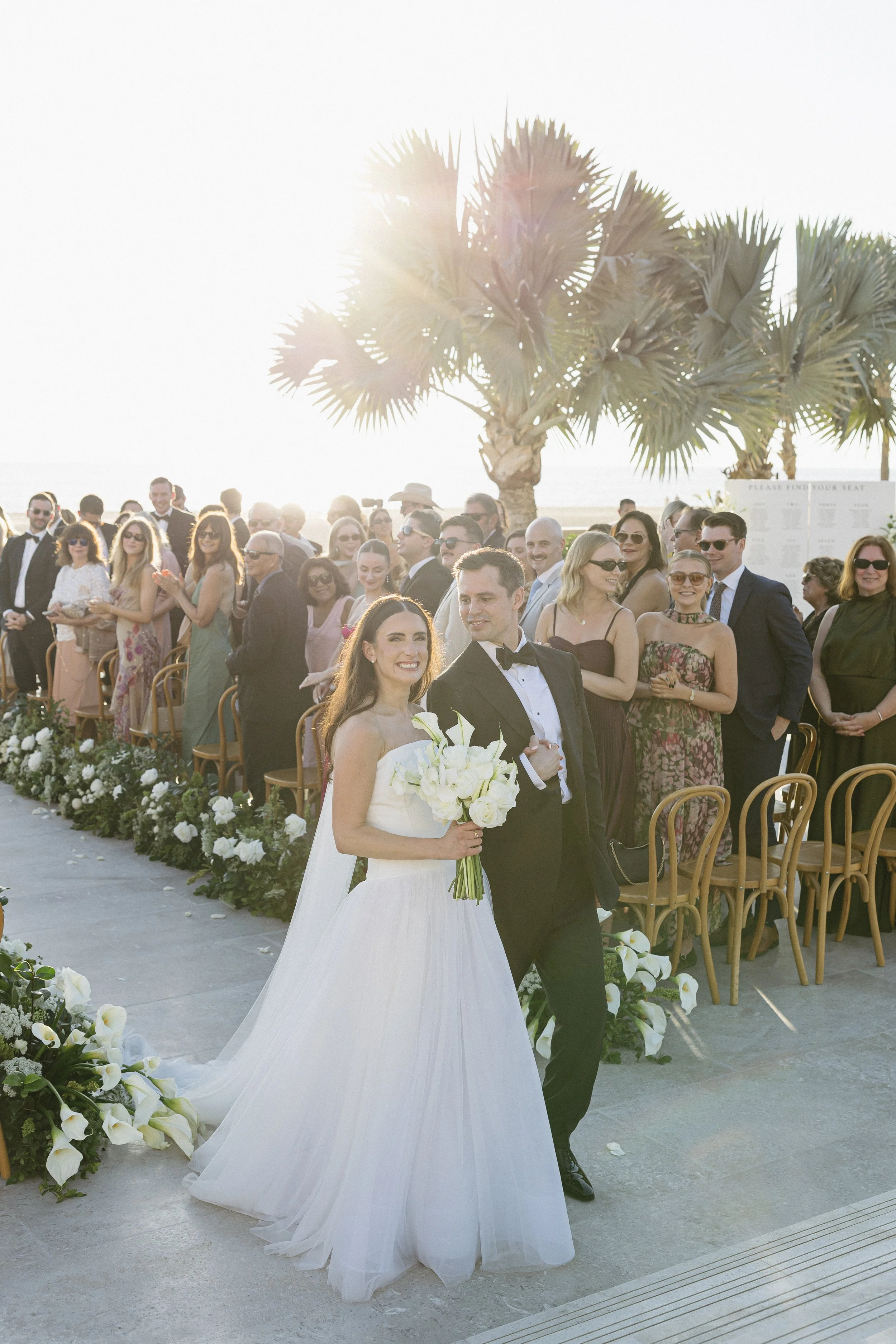 modern ceremony arch at destination wedding