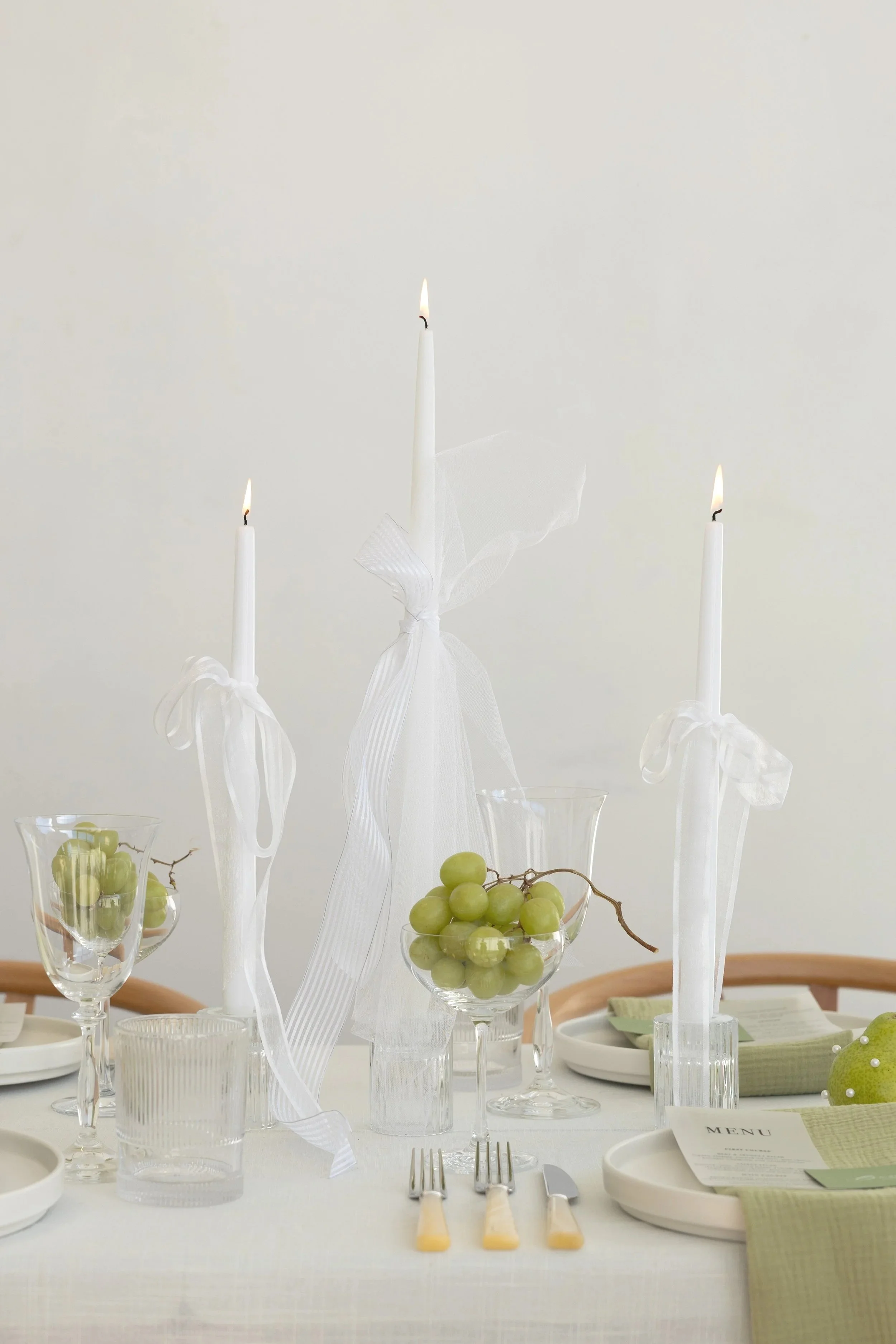 fine art wedding table scape with grapes