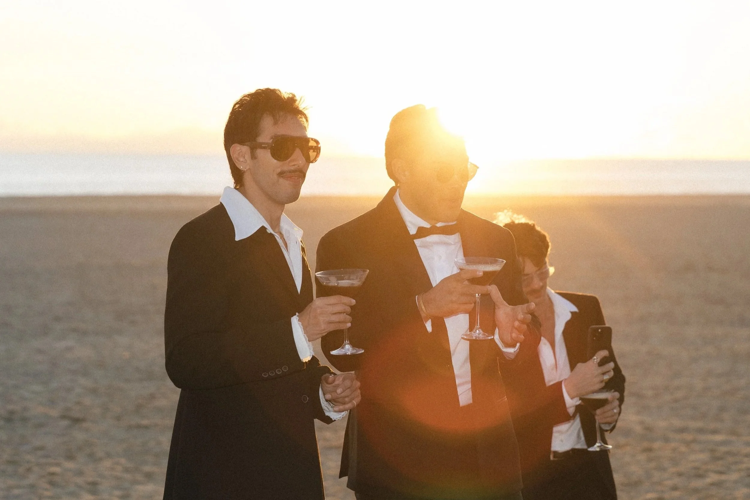 sunset wedding cocktail hour in cabo